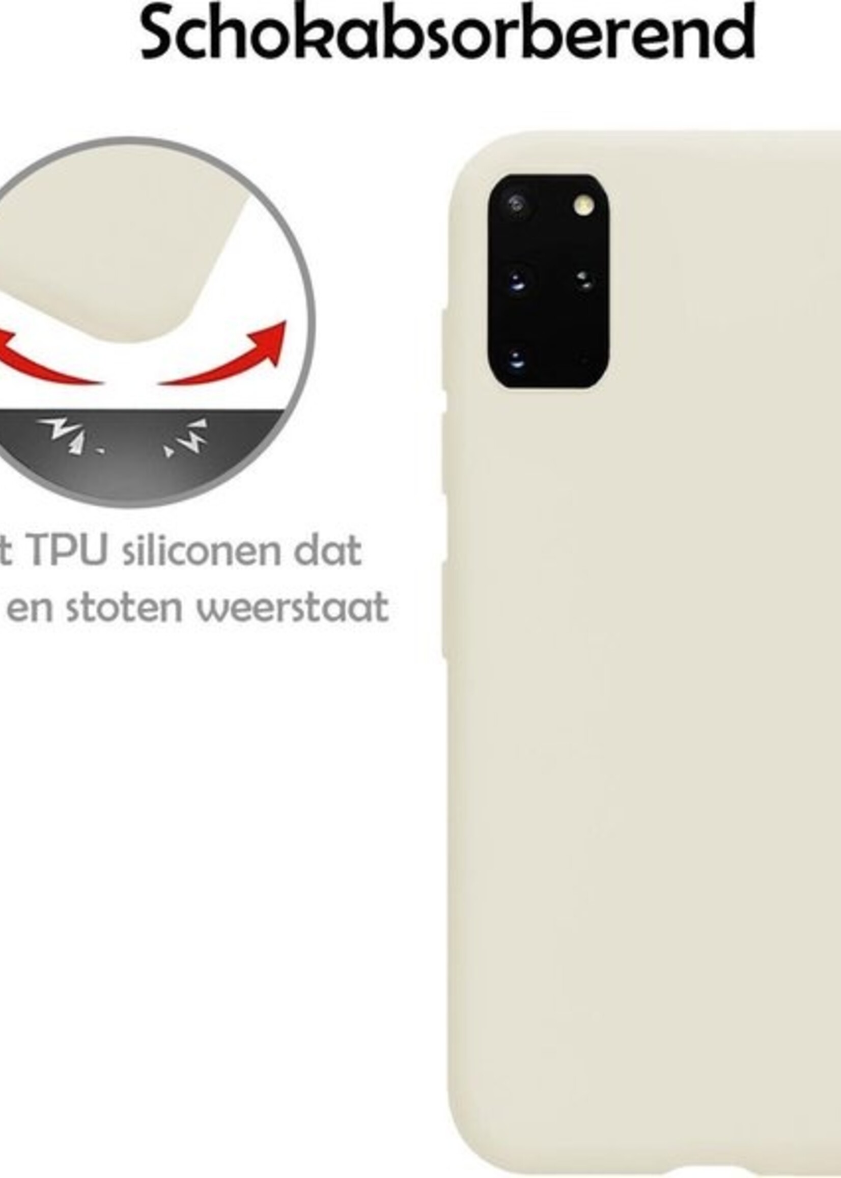 LUQ Hoesje Geschikt voor Samsung S20 Plus Hoesje Siliconen Case - Hoes Geschikt voor Samsung Galaxy S20 Plus Hoes Siliconen - Wit