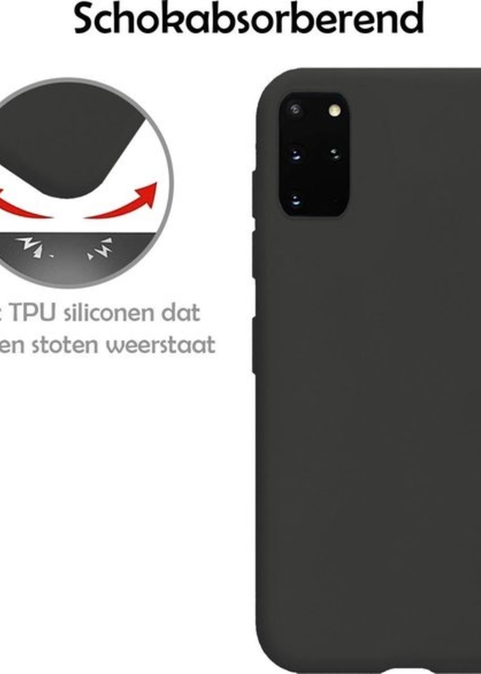LUQ Hoesje Geschikt voor Samsung S20 Plus Hoesje Siliconen Case - Hoes Geschikt voor Samsung Galaxy S20 Plus Hoes Siliconen - Zwart