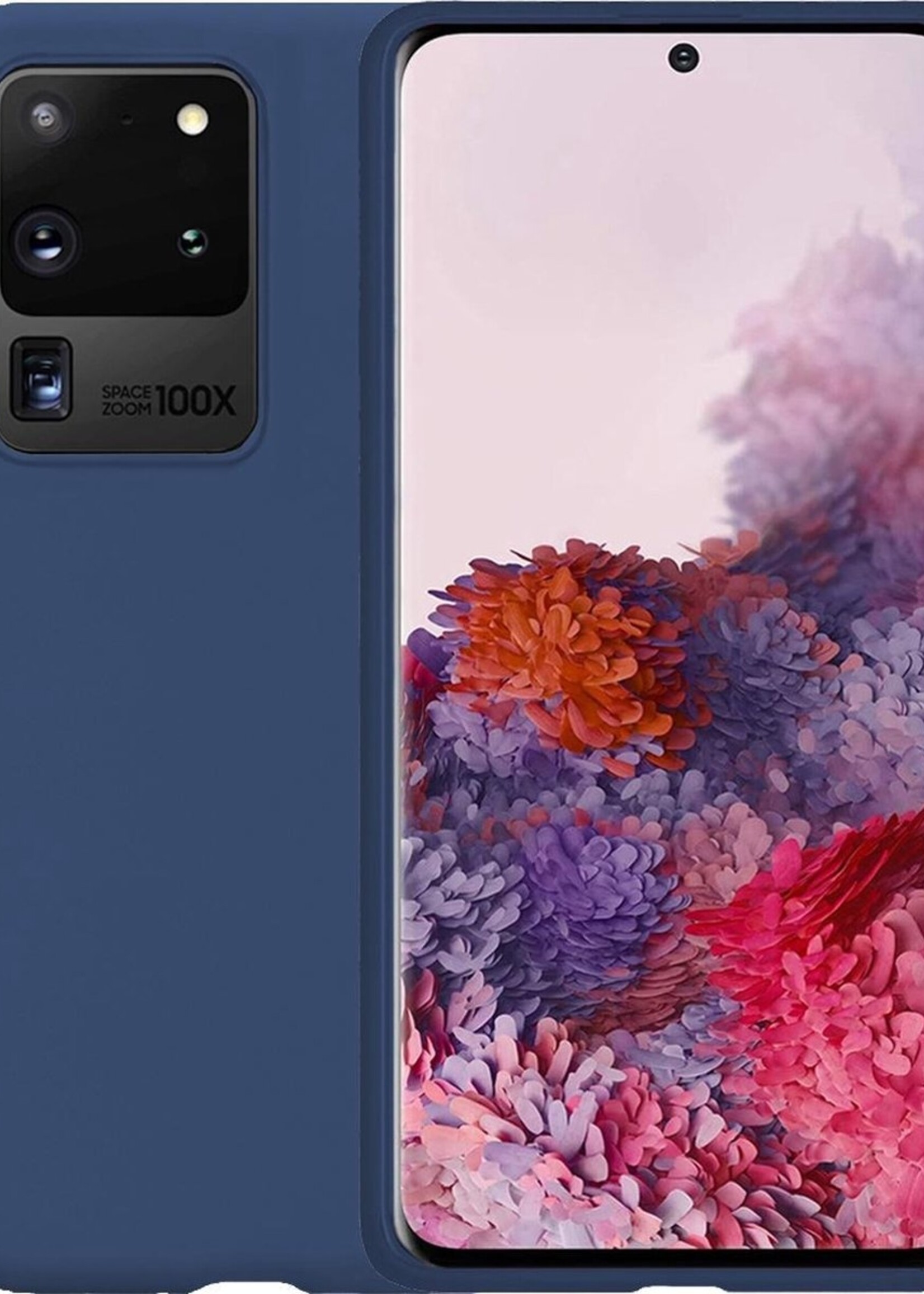 LUQ Hoesje Geschikt voor Samsung S20 Ultra Hoesje Siliconen Case - Hoes Geschikt voor Samsung Galaxy S20 Ultra Hoes Siliconen - Donkerblauw
