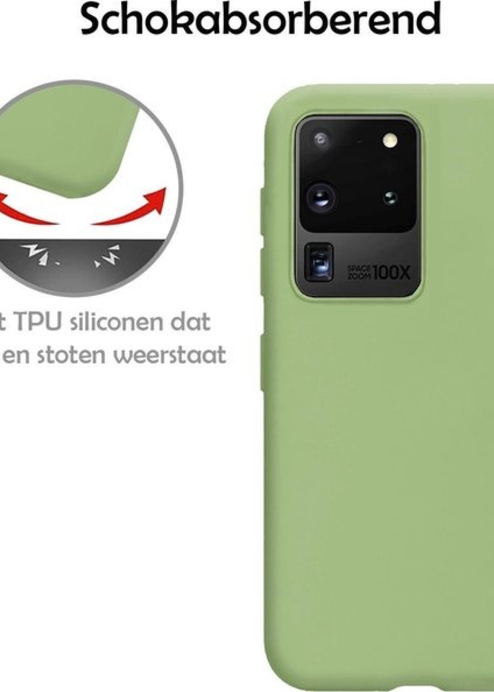 LUQ Hoesje Geschikt voor Samsung S20 Ultra Hoesje Siliconen Case - Hoes Geschikt voor Samsung Galaxy S20 Ultra Hoes Siliconen - Groen