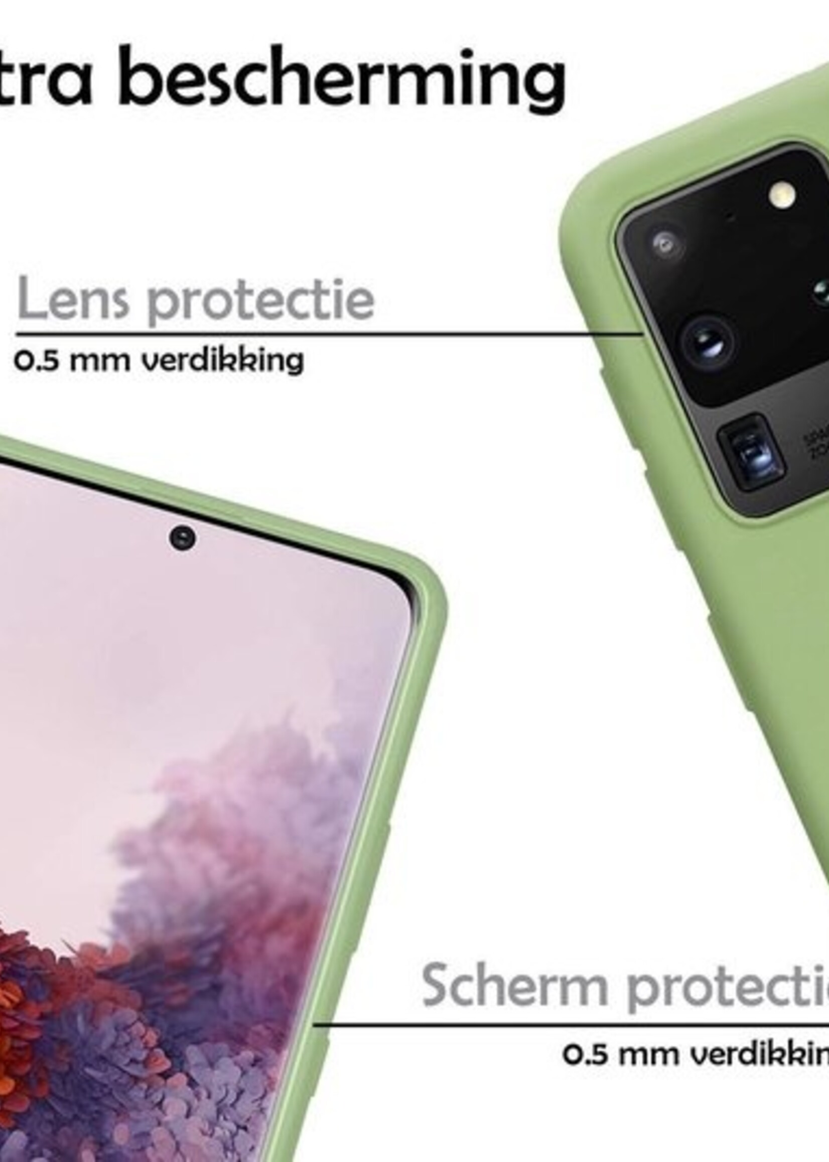 LUQ Hoesje Geschikt voor Samsung S20 Ultra Hoesje Siliconen Case - Hoes Geschikt voor Samsung Galaxy S20 Ultra Hoes Siliconen - Groen