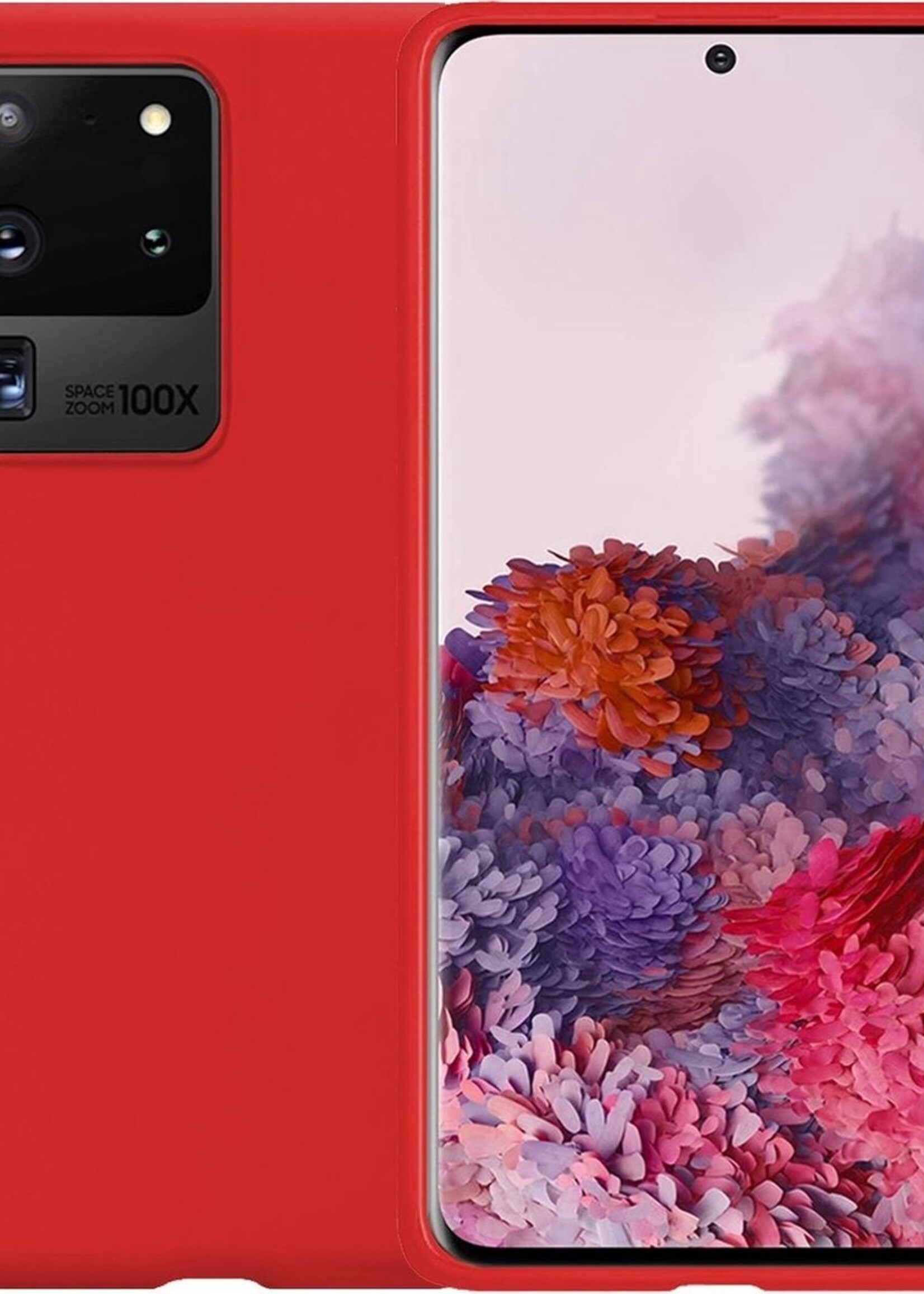 LUQ Hoesje Geschikt voor Samsung S20 Ultra Hoesje Siliconen Case - Hoes Geschikt voor Samsung Galaxy S20 Ultra Hoes Siliconen - Rood