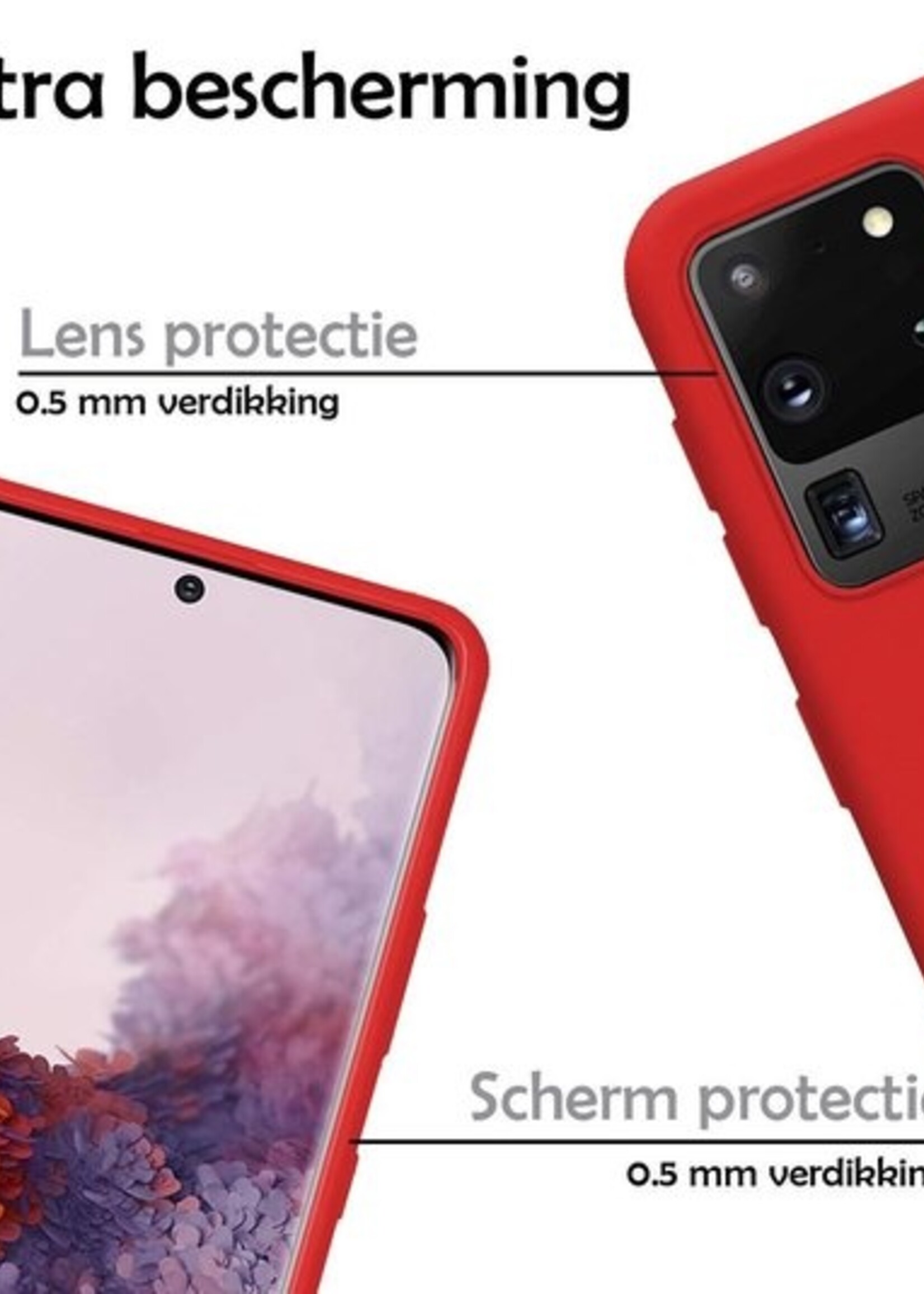 LUQ Hoesje Geschikt voor Samsung S20 Ultra Hoesje Siliconen Case - Hoes Geschikt voor Samsung Galaxy S20 Ultra Hoes Siliconen - Rood
