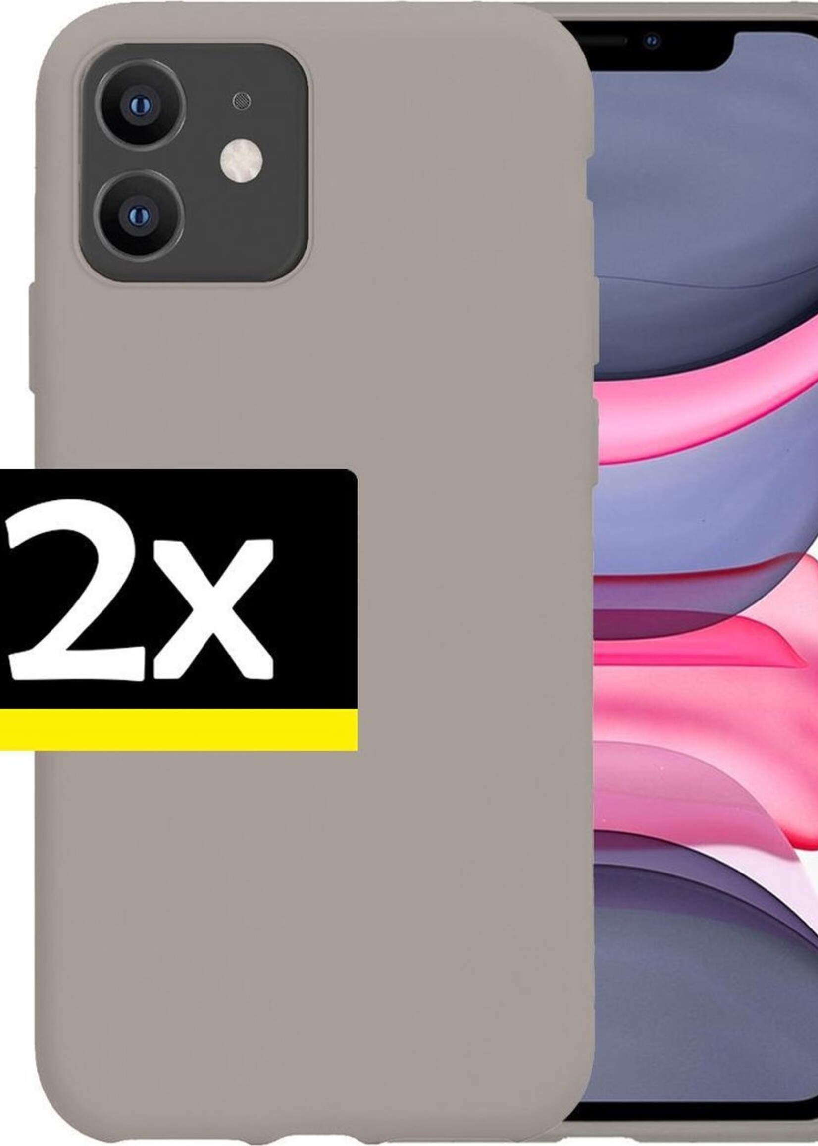 LUQ Hoesje Geschikt voor iPhone 11 Hoesje Siliconen Case - Hoes Geschikt voor iPhone 11 Hoes Siliconen - Grijs - 2 Stuks