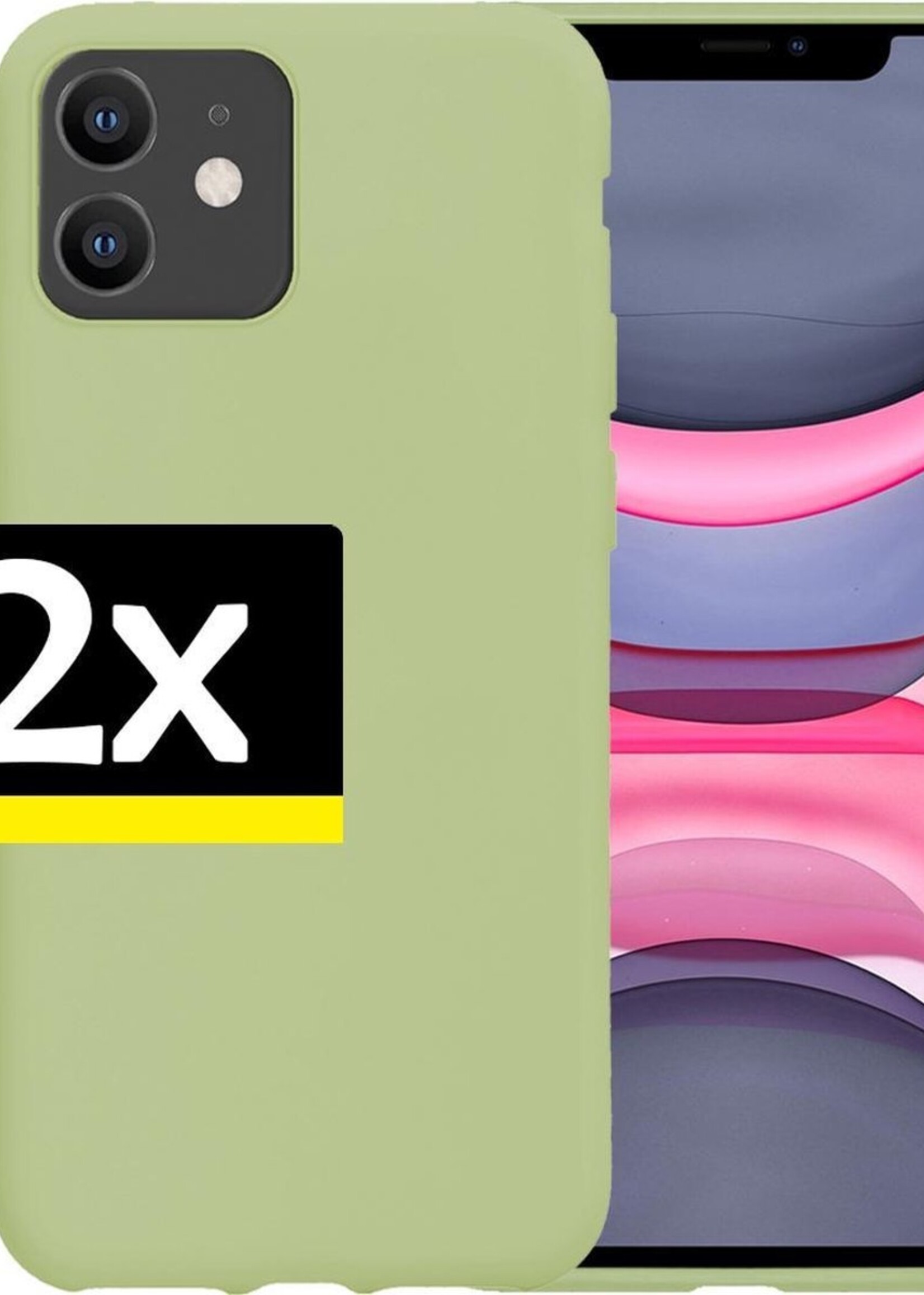 LUQ Hoesje Geschikt voor iPhone 11 Hoesje Siliconen Case - Hoes Geschikt voor iPhone 11 Hoes Siliconen - Groen - 2 Stuks