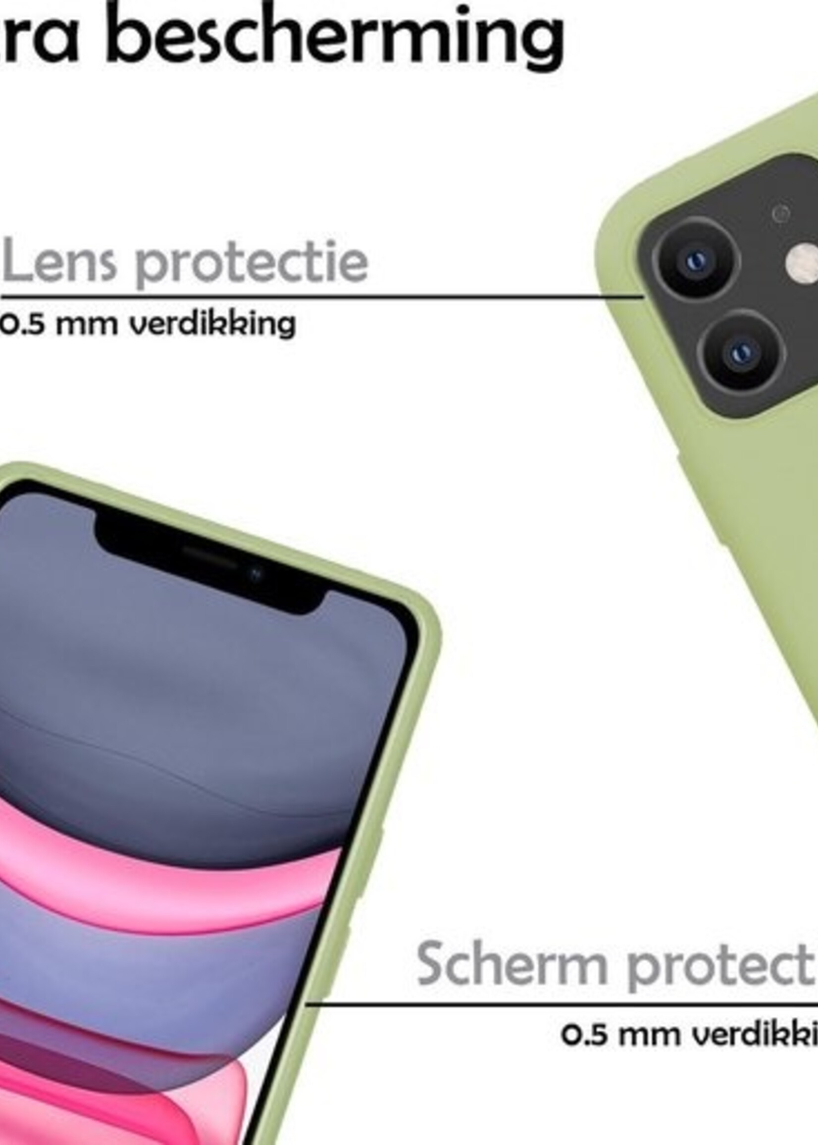 LUQ Hoesje Geschikt voor iPhone 11 Hoesje Siliconen Case - Hoes Geschikt voor iPhone 11 Hoes Siliconen - Groen - 2 Stuks