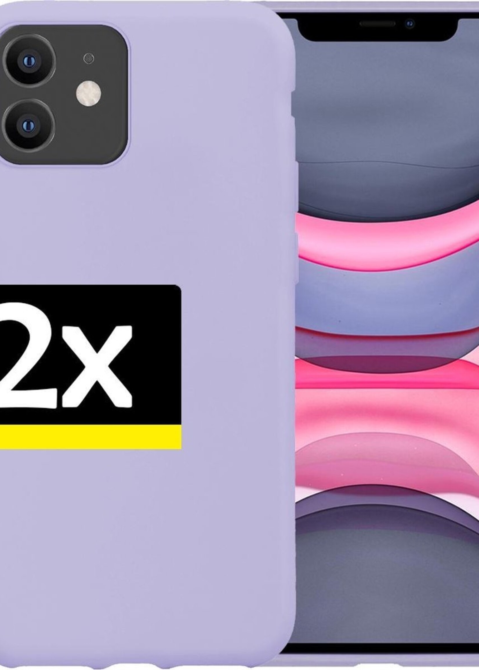 LUQ Hoesje Geschikt voor iPhone 11 Hoesje Siliconen Case - Hoes Geschikt voor iPhone 11 Hoes Siliconen - Lila - 2 Stuks