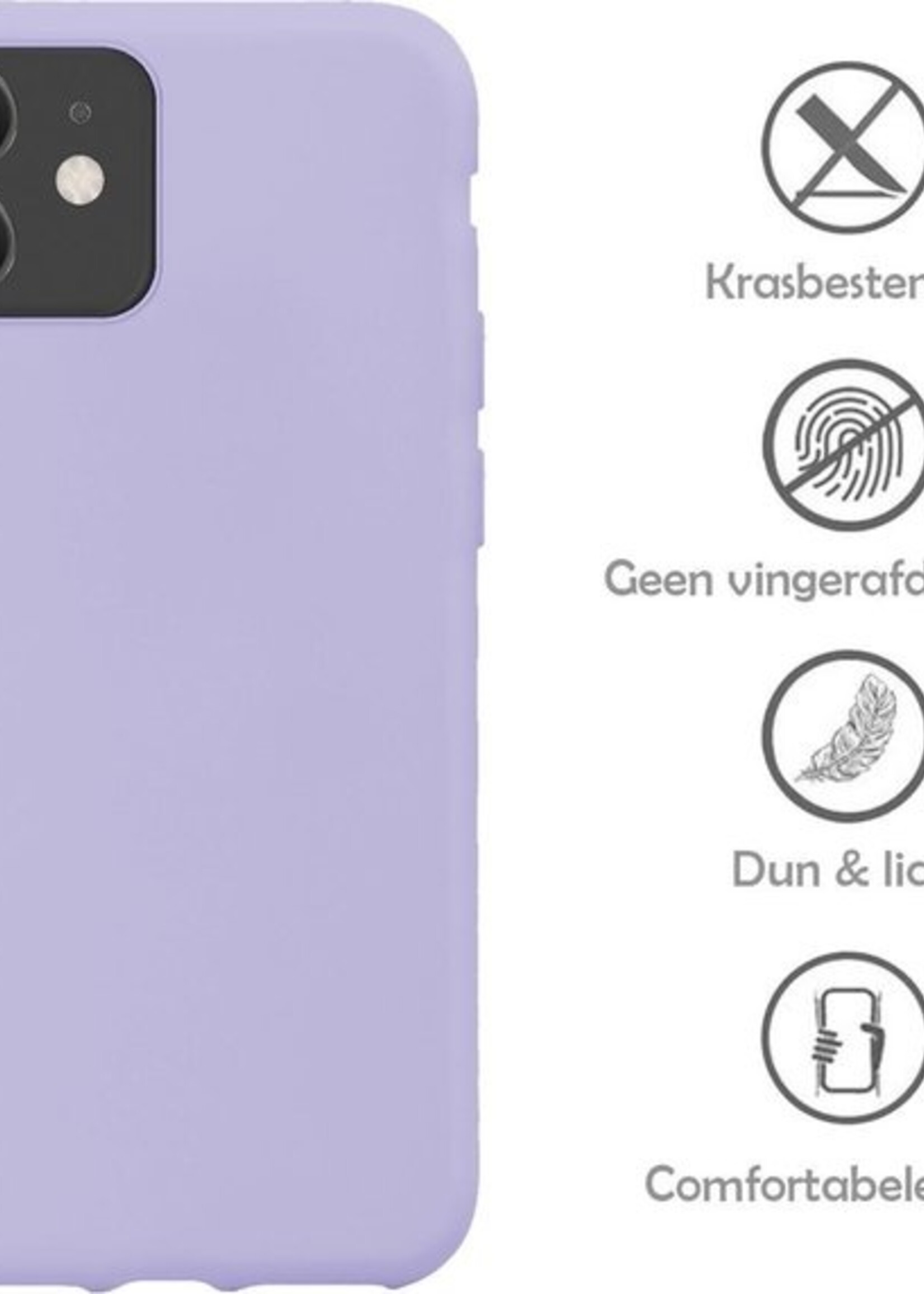 LUQ Hoesje Geschikt voor iPhone 11 Hoesje Siliconen Case - Hoes Geschikt voor iPhone 11 Hoes Siliconen - Lila - 2 Stuks