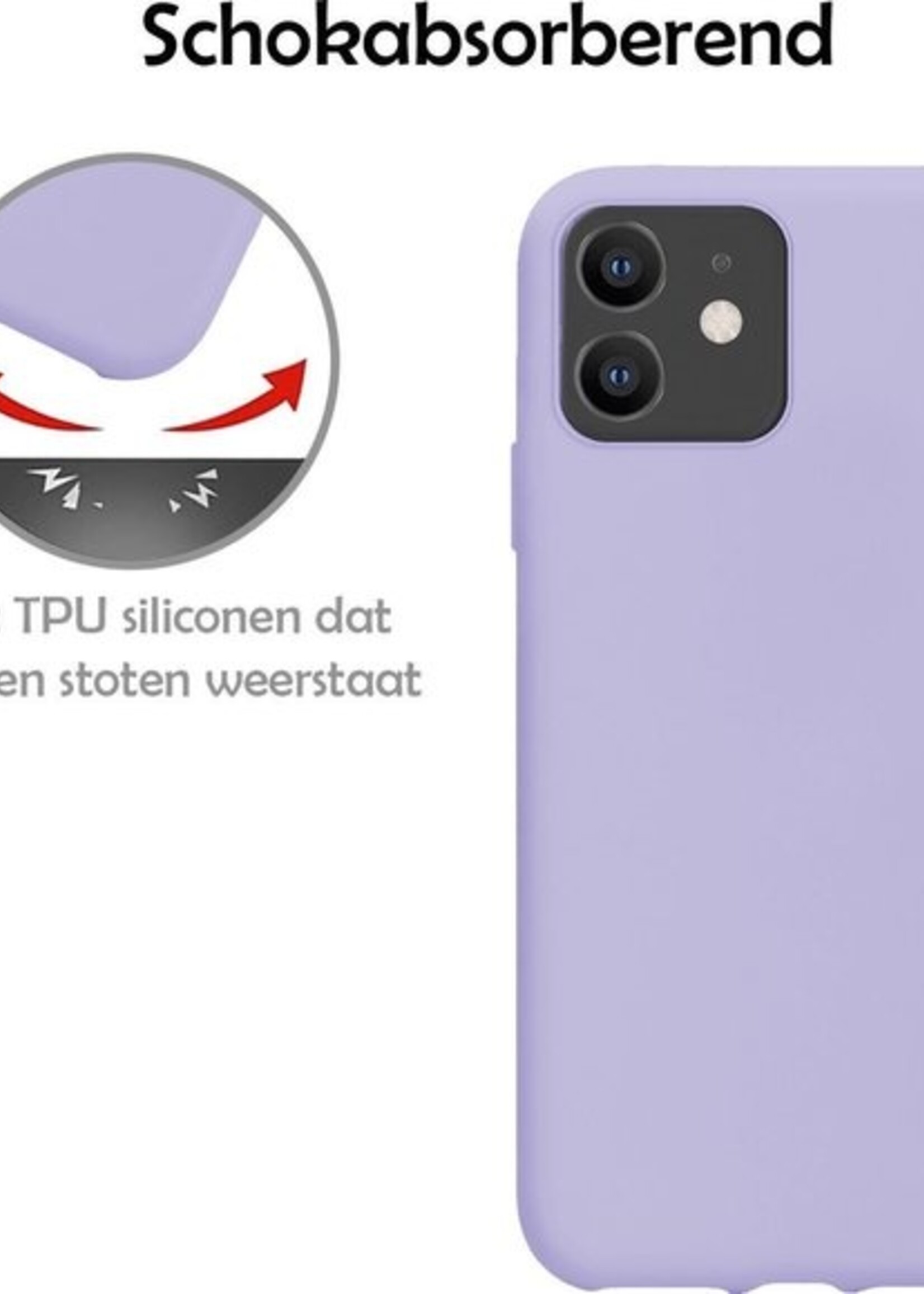 LUQ Hoesje Geschikt voor iPhone 11 Hoesje Siliconen Case - Hoes Geschikt voor iPhone 11 Hoes Siliconen - Lila - 2 Stuks
