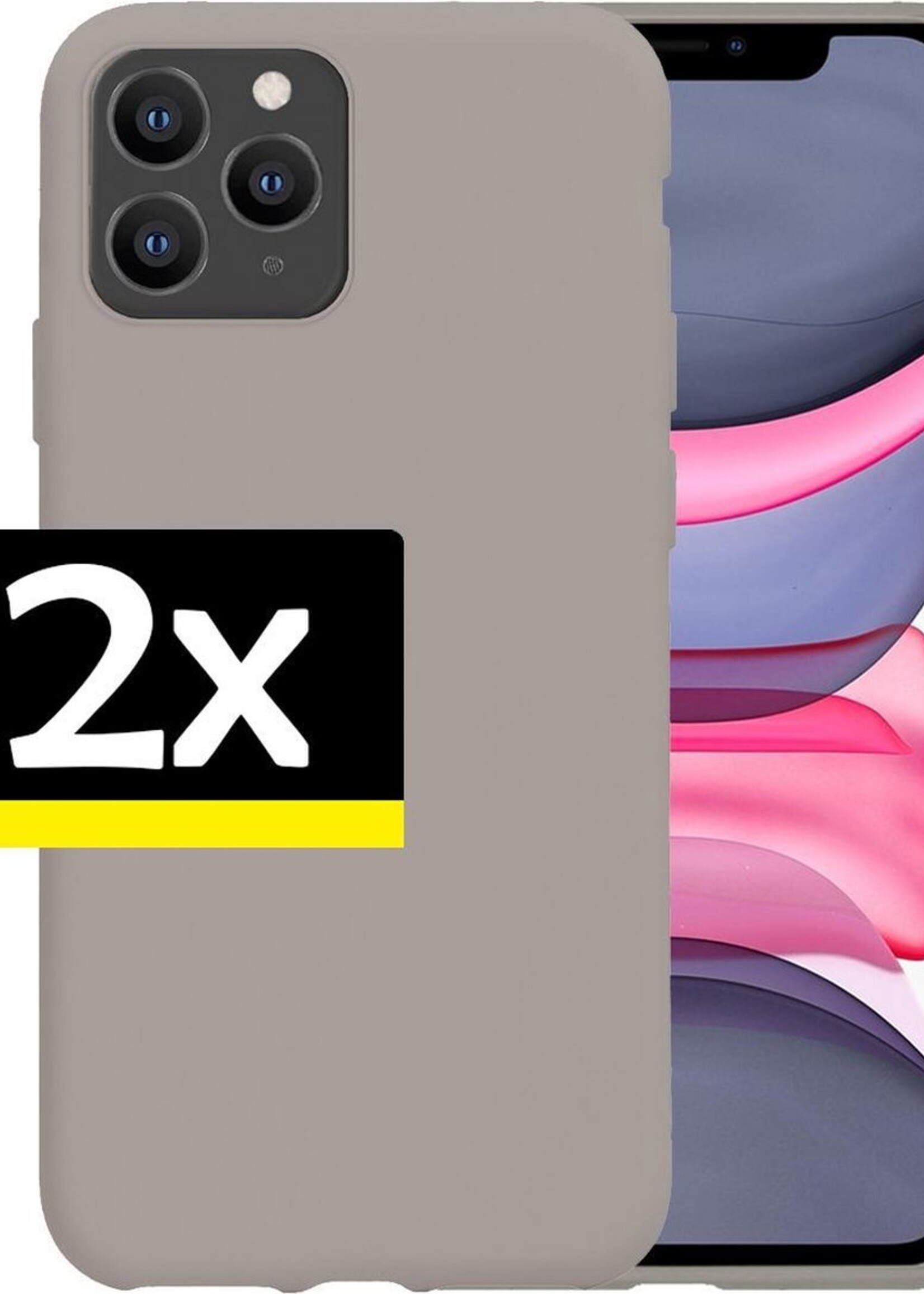 LUQ Hoesje Geschikt voor iPhone 11 Pro Hoesje Siliconen Case - Hoes Geschikt voor iPhone 11 Pro Hoes Siliconen - Grijs - 2 Stuks