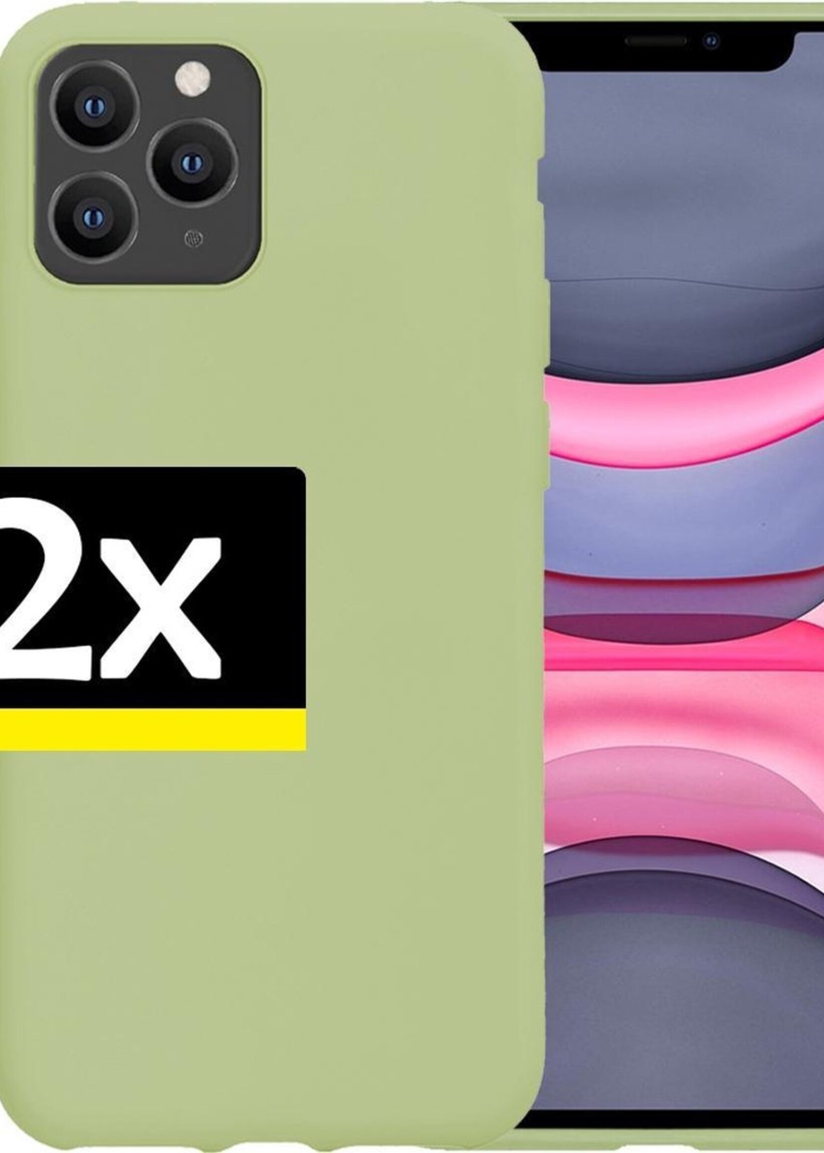 LUQ Hoesje Geschikt voor iPhone 11 Pro Hoesje Siliconen Case - Hoes Geschikt voor iPhone 11 Pro Hoes Siliconen - Groen - 2 Stuks