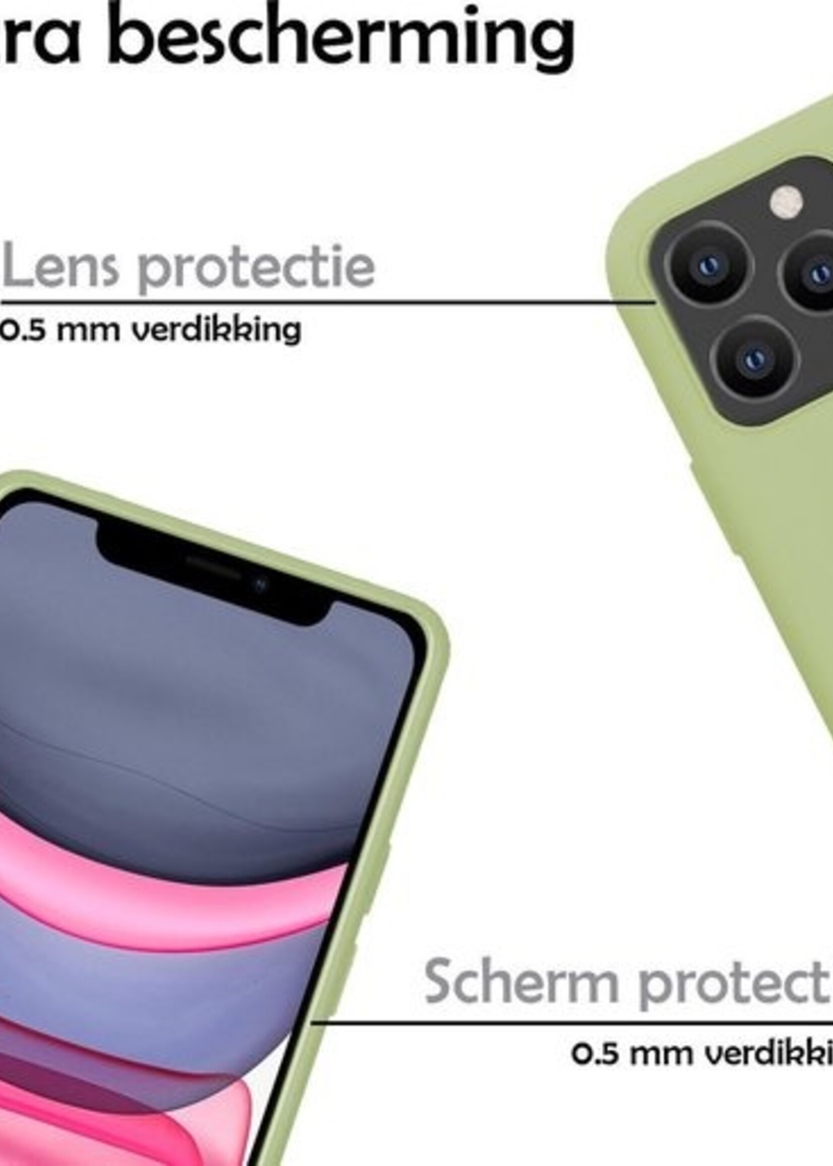 LUQ Hoesje Geschikt voor iPhone 11 Pro Hoesje Siliconen Case - Hoes Geschikt voor iPhone 11 Pro Hoes Siliconen - Groen - 2 Stuks
