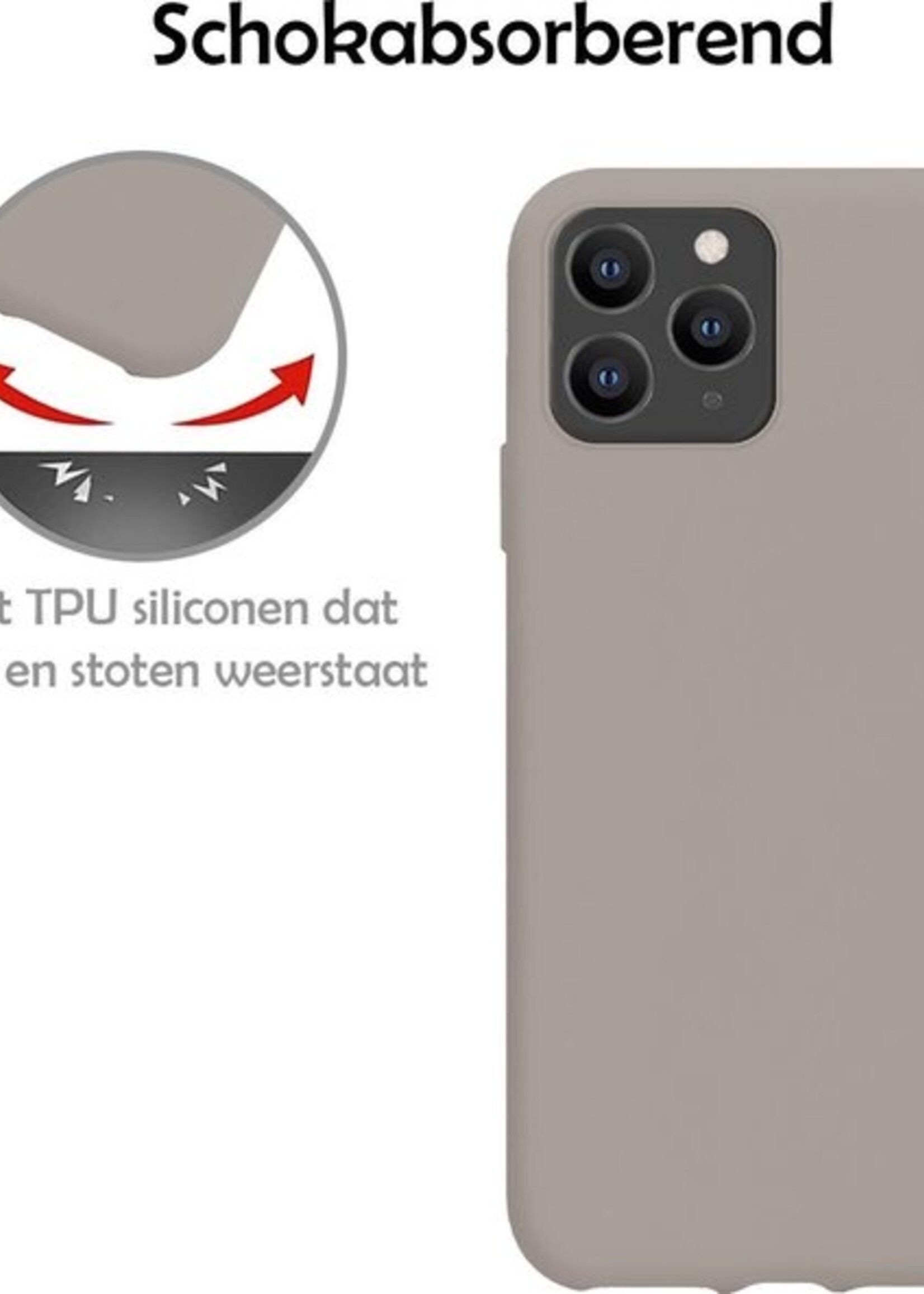 LUQ Hoesje Geschikt voor iPhone 11 Pro Max Hoesje Siliconen Case - Hoes Geschikt voor iPhone 11 Pro Max Hoes Siliconen - Grijs - 2 Stuks