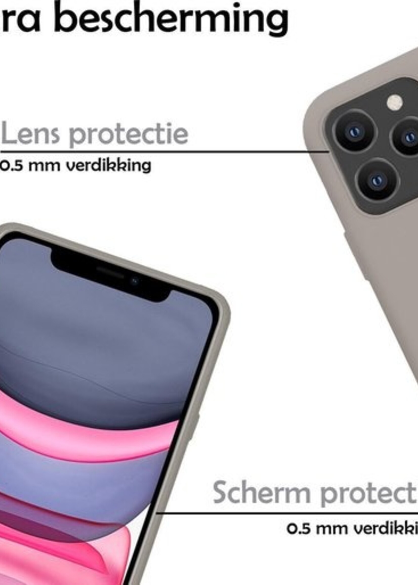 LUQ Hoesje Geschikt voor iPhone 11 Pro Max Hoesje Siliconen Case - Hoes Geschikt voor iPhone 11 Pro Max Hoes Siliconen - Grijs - 2 Stuks