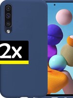 LUQ LUQ Samsung Galaxy A50 Hoesje Siliconen Hoes Back Cover Case Donker Blauw - 2 Stuks