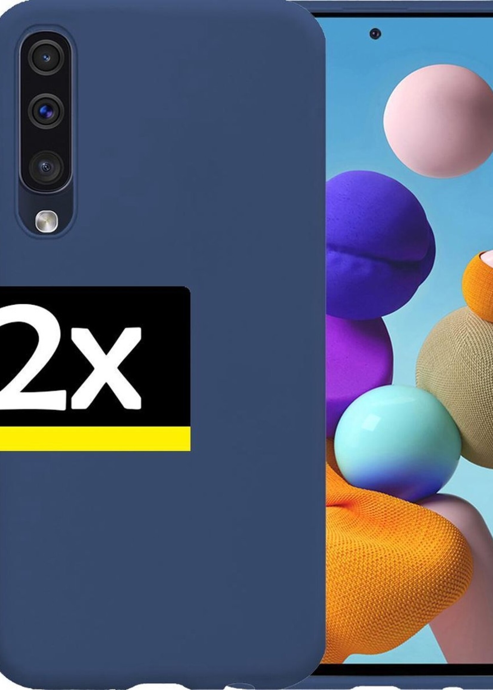 LUQ Hoesje Geschikt voor Samsung Galaxy A50 Hoesje Siliconen Case - Hoes Geschikt voor Samsung A50 Hoes Siliconen - Donkerblauw - 2 Stuks