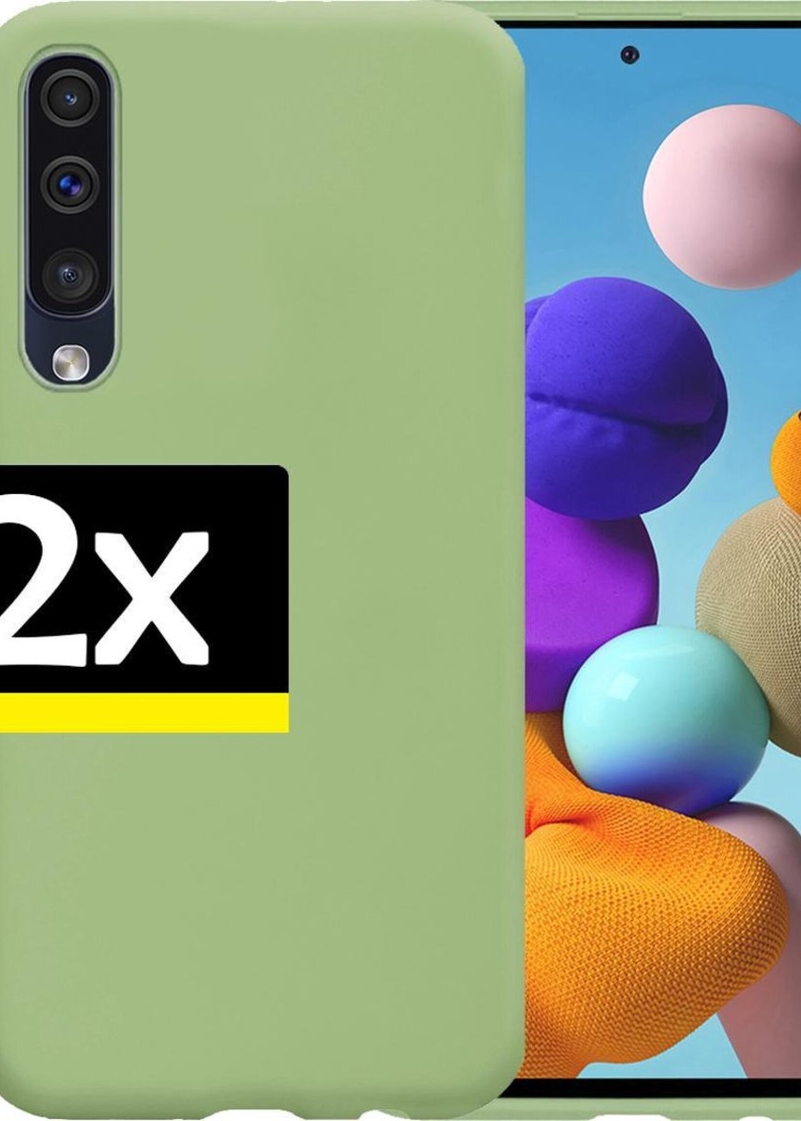 LUQ Hoesje Geschikt voor Samsung Galaxy A50 Hoesje Siliconen Case - Hoes Geschikt voor Samsung A50 Hoes Siliconen - Groen - 2 Stuks