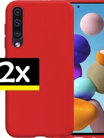 LUQ LUQ Samsung Galaxy A50 Hoesje Siliconen Hoes Back Cover Case Rood - 2 Stuks