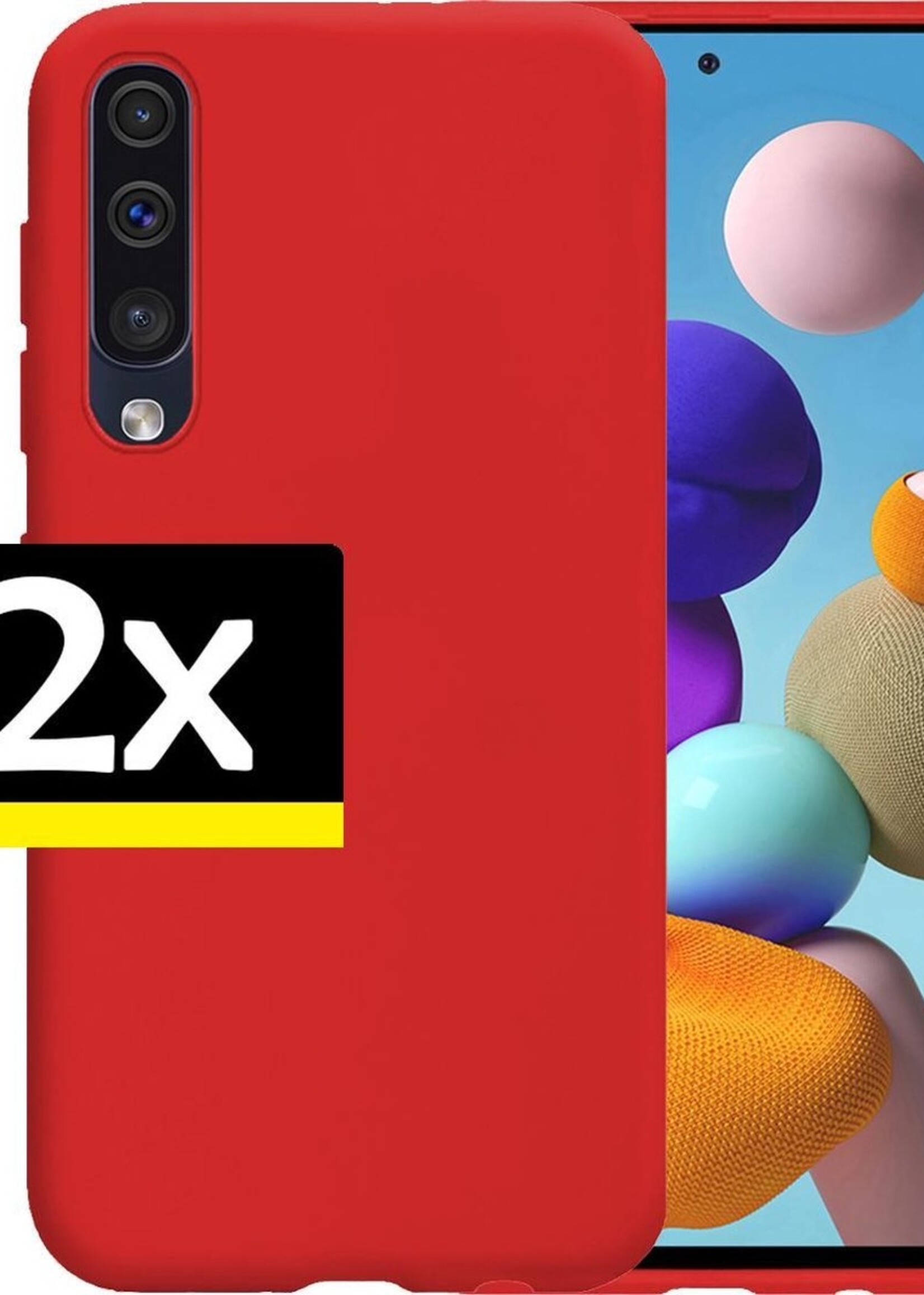 LUQ Hoesje Geschikt voor Samsung Galaxy A50 Hoesje Siliconen Case - Hoes Geschikt voor Samsung A50 Hoes Siliconen - Rood - 2 Stuks