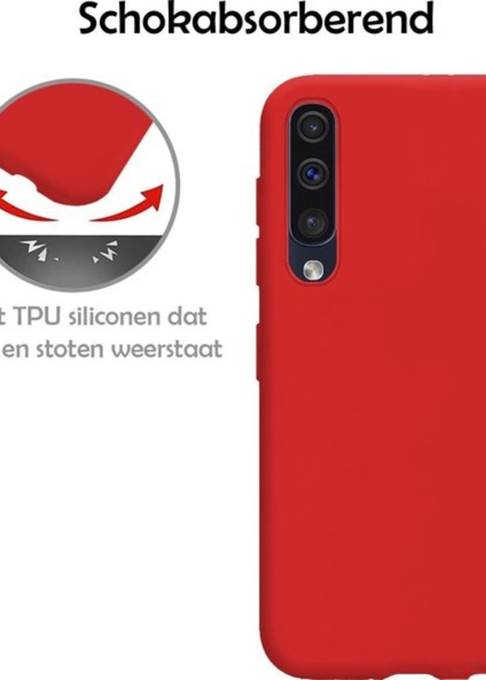 LUQ Hoesje Geschikt voor Samsung Galaxy A50 Hoesje Siliconen Case - Hoes Geschikt voor Samsung A50 Hoes Siliconen - Rood - 2 Stuks