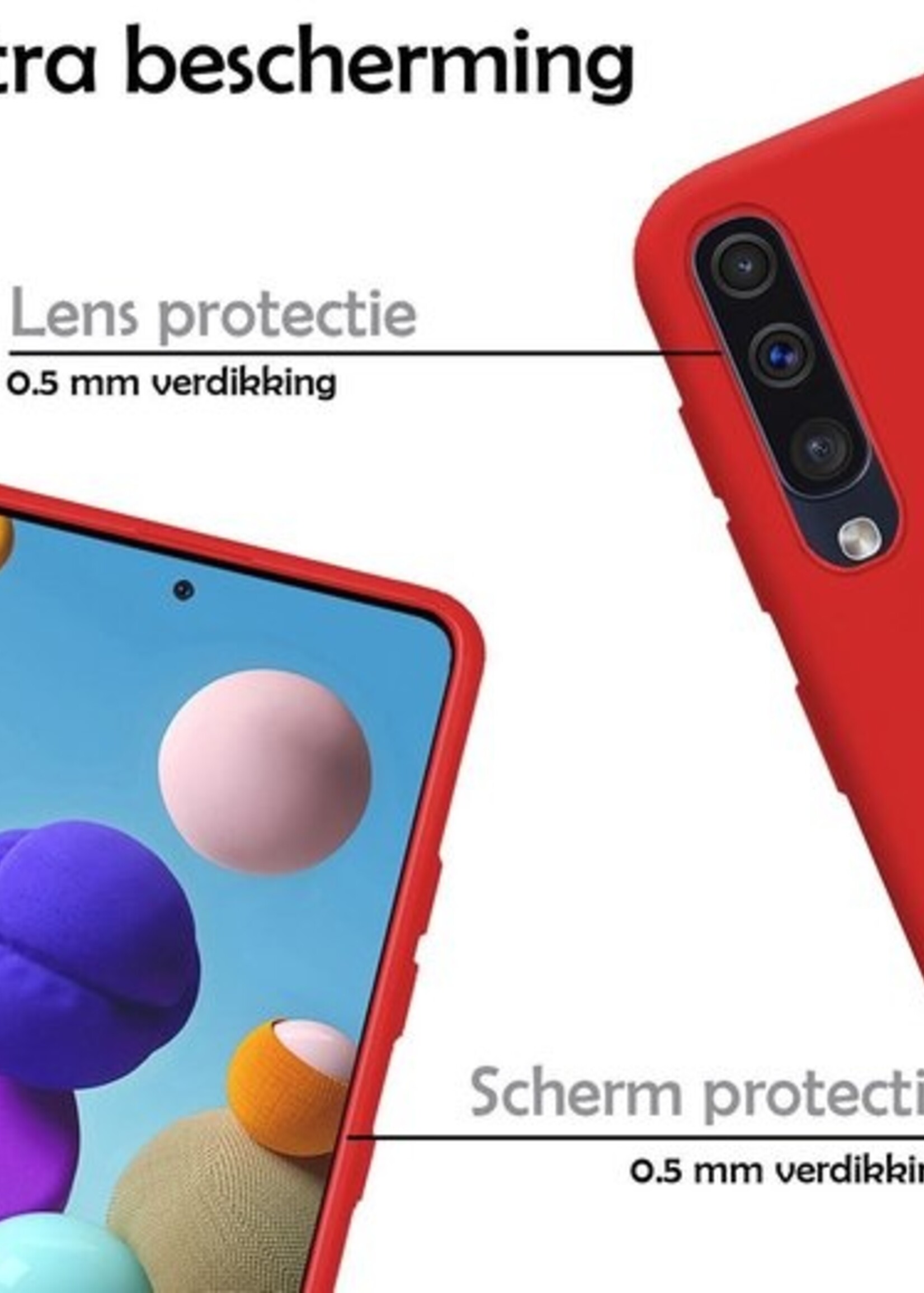 LUQ Hoesje Geschikt voor Samsung Galaxy A50 Hoesje Siliconen Case - Hoes Geschikt voor Samsung A50 Hoes Siliconen - Rood - 2 Stuks