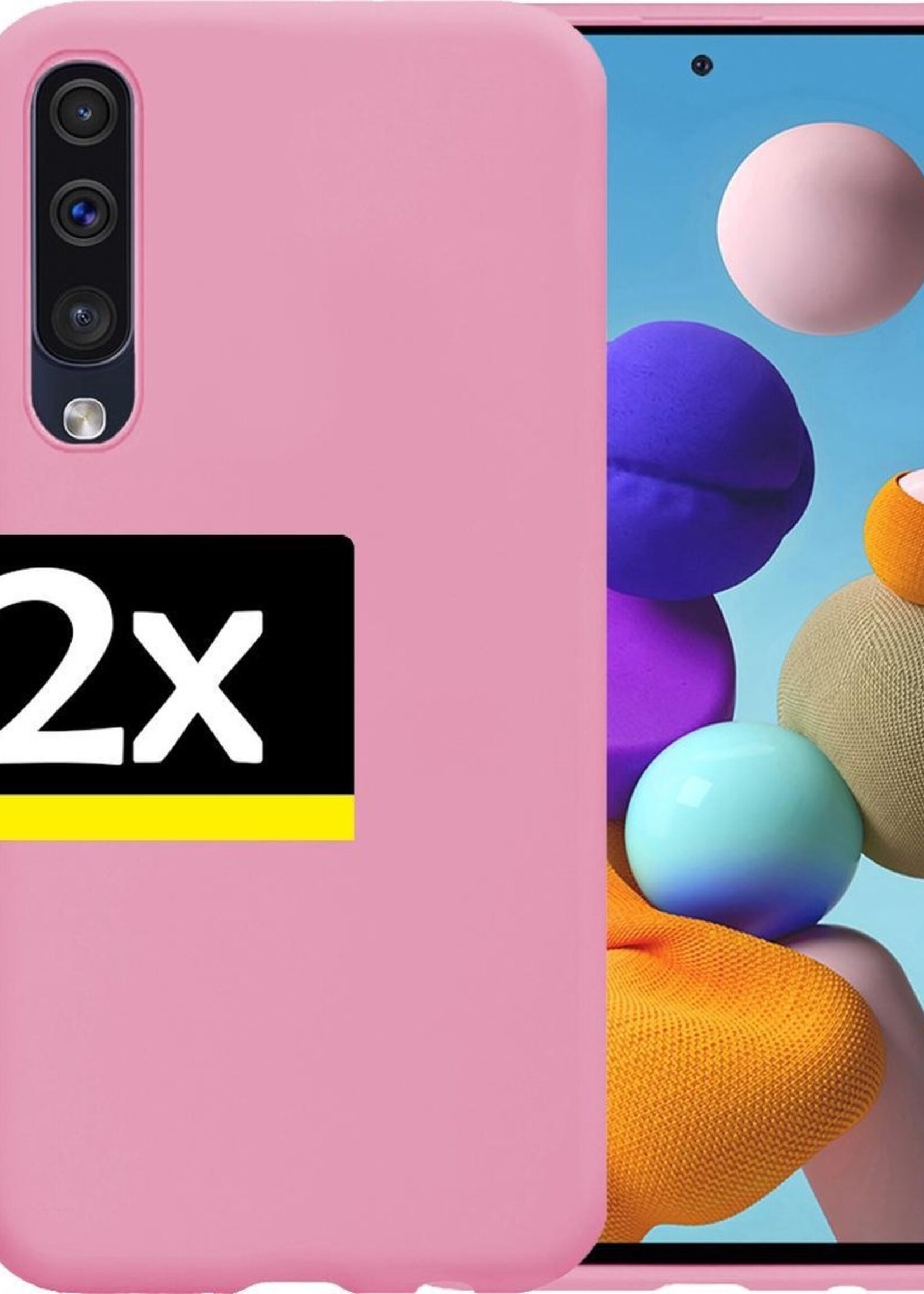 LUQ Hoesje Geschikt voor Samsung Galaxy A50 Hoesje Siliconen Case - Hoes Geschikt voor Samsung A50 Hoes Siliconen - Roze - 2 Stuks