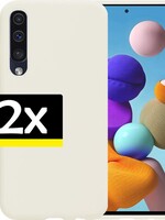 LUQ LUQ Samsung Galaxy A50 Hoesje Siliconen Hoes Back Cover Case Wit - 2 Stuks