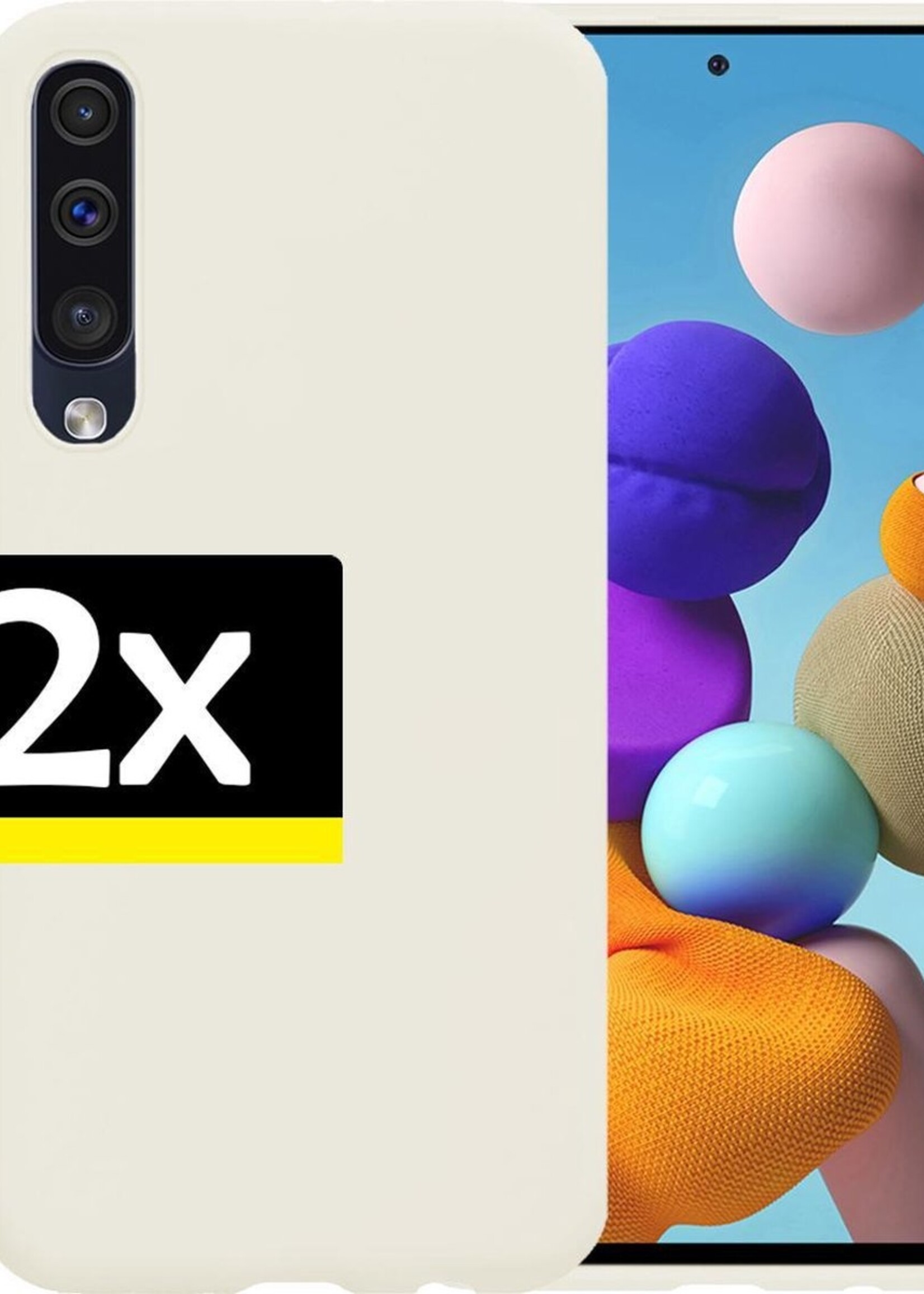 LUQ Hoesje Geschikt voor Samsung Galaxy A50 Hoesje Siliconen Case - Hoes Geschikt voor Samsung A50 Hoes Siliconen - Wit - 2 Stuks