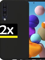 LUQ LUQ Samsung Galaxy A50 Hoesje Siliconen Hoes Back Cover Case Zwart - 2 Stuks