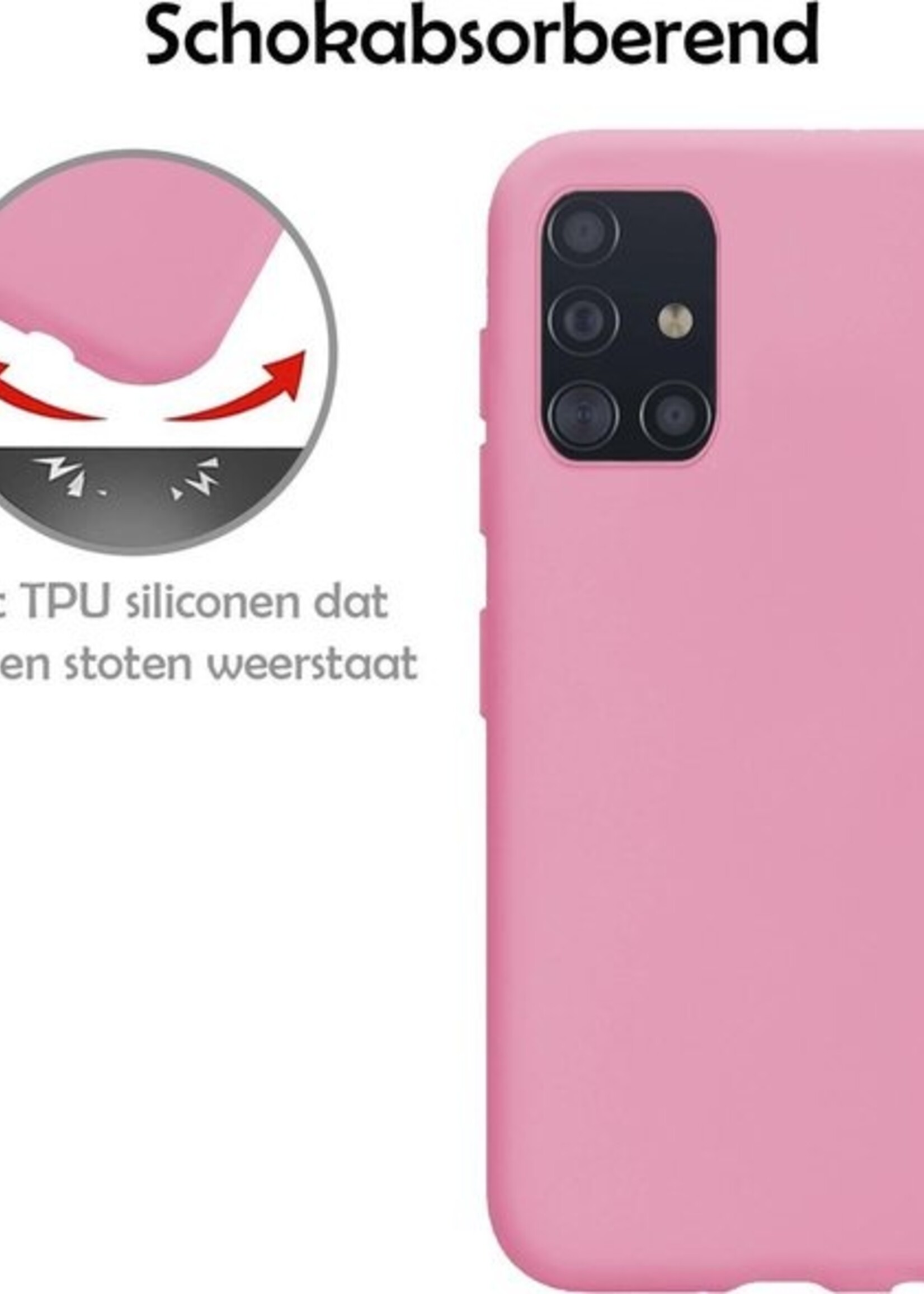 LUQ Hoesje Geschikt voor Samsung A51 Hoesje Siliconen Case - Hoes Geschikt voor Samsung Galaxy A51 Hoes Siliconen - Roze - 2 Stuks