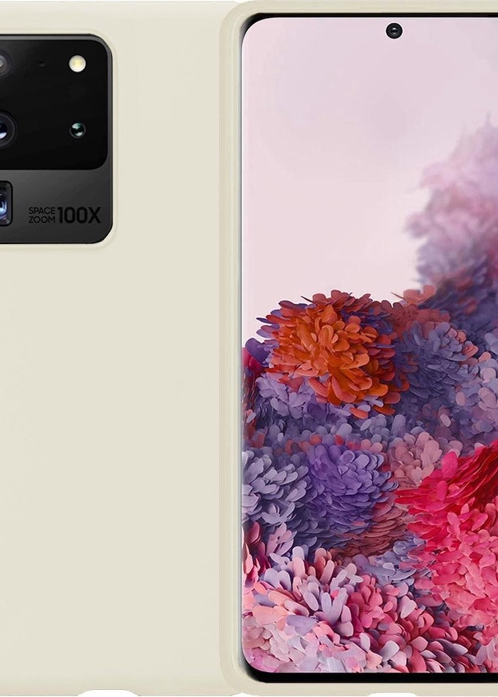 LUQ Hoesje Geschikt voor Samsung S20 Ultra Hoesje Siliconen Case - Hoes Geschikt voor Samsung Galaxy S20 Ultra Hoes Siliconen - Wit