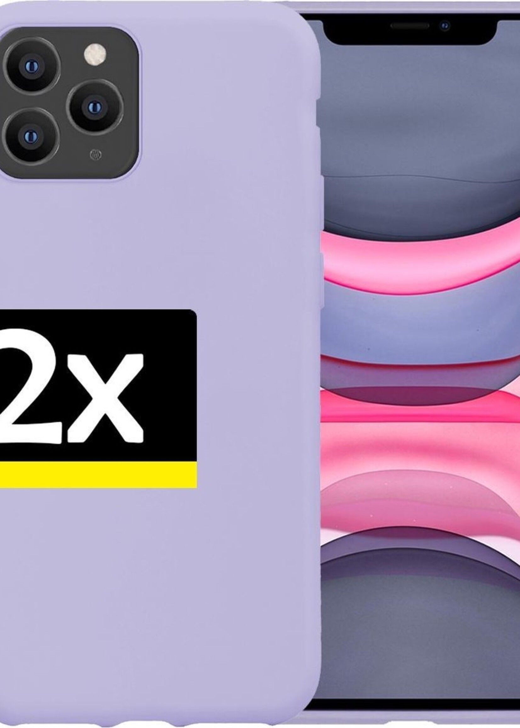 LUQ Hoesje Geschikt voor iPhone 11 Pro Hoesje Siliconen Case - Hoes Geschikt voor iPhone 11 Pro Hoes Siliconen - Lila - 2 Stuks