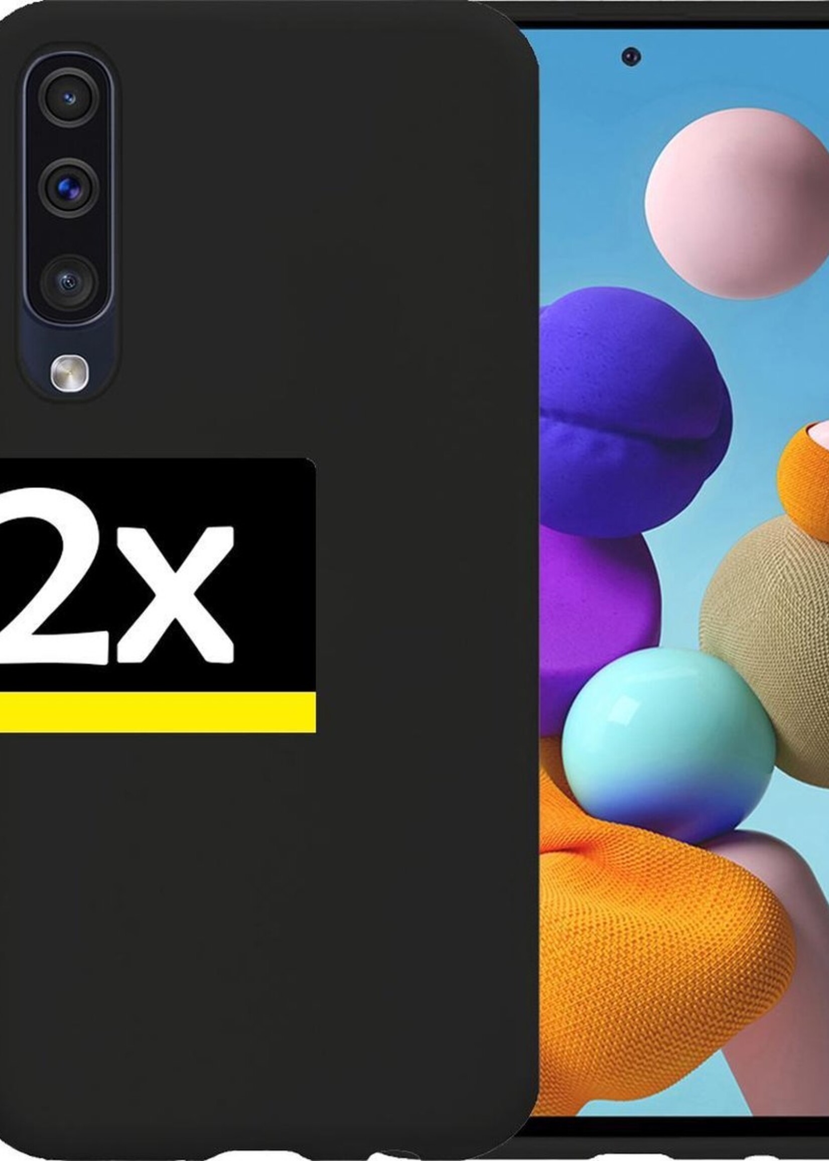 LUQ Hoesje Geschikt voor Samsung Galaxy A50 Hoesje Siliconen Case - Hoes Geschikt voor Samsung A50 Hoes Siliconen - Zwart - 2 Stuks