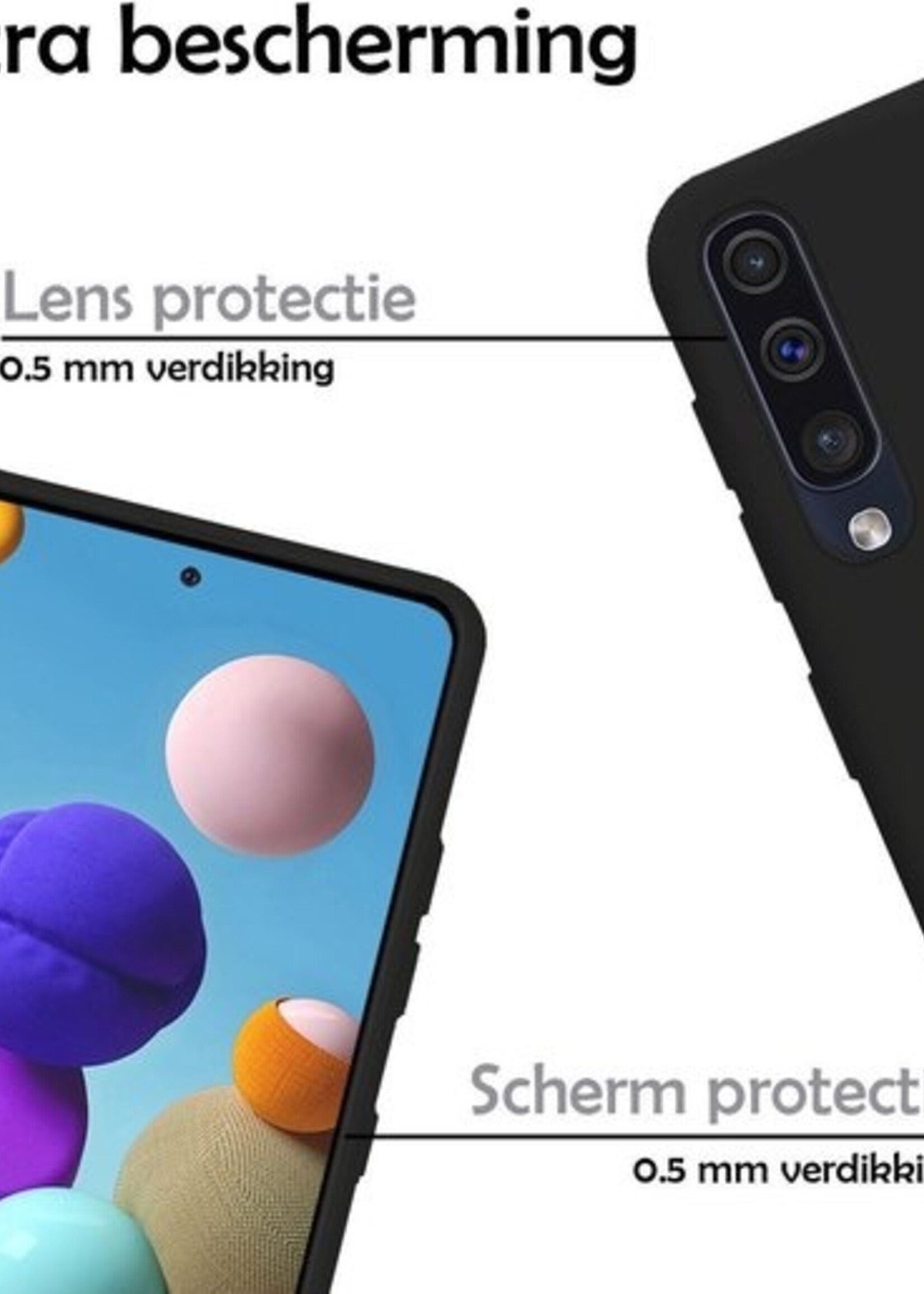 LUQ Hoesje Geschikt voor Samsung Galaxy A50 Hoesje Siliconen Case - Hoes Geschikt voor Samsung A50 Hoes Siliconen - Zwart - 2 Stuks