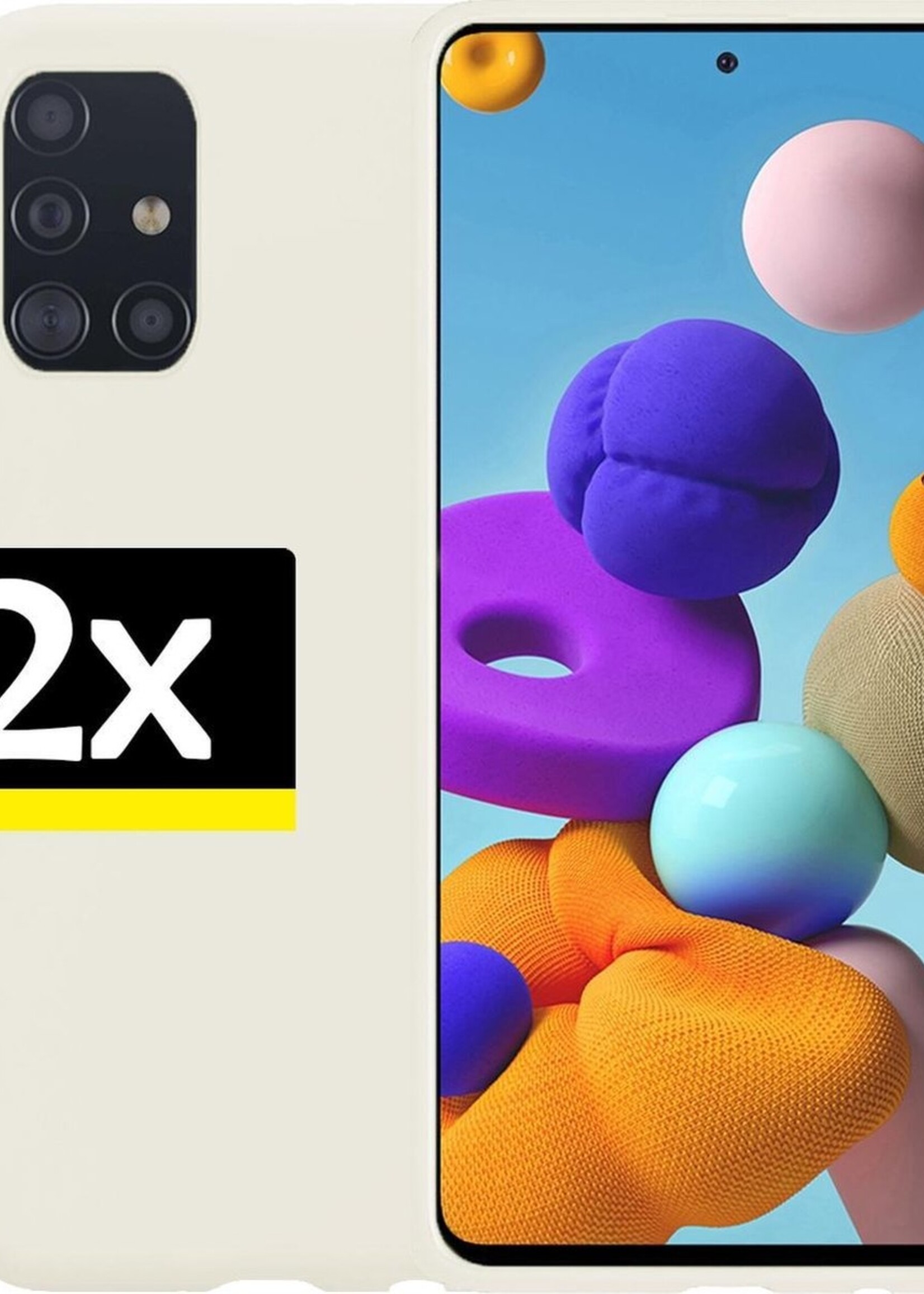 LUQ Hoesje Geschikt voor Samsung A51 Hoesje Siliconen Case - Hoes Geschikt voor Samsung Galaxy A51 Hoes Siliconen - Wit - 2 Stuks