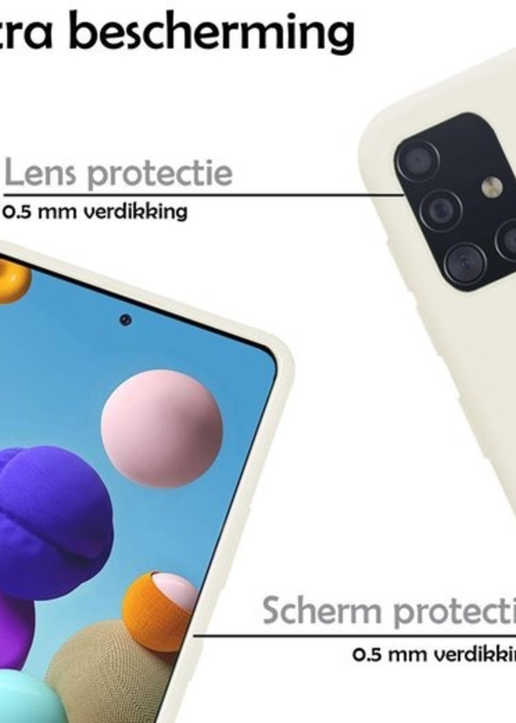 LUQ Hoesje Geschikt voor Samsung A51 Hoesje Siliconen Case - Hoes Geschikt voor Samsung Galaxy A51 Hoes Siliconen - Wit - 2 Stuks