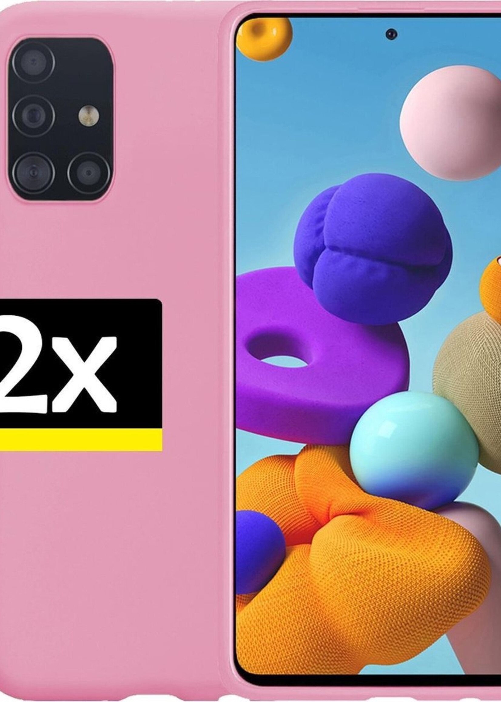 LUQ Hoesje Geschikt voor Samsung A71 Hoesje Siliconen Case - Hoes Geschikt voor Samsung Galaxy A71 Hoes Siliconen - Roze - 2 Stuks