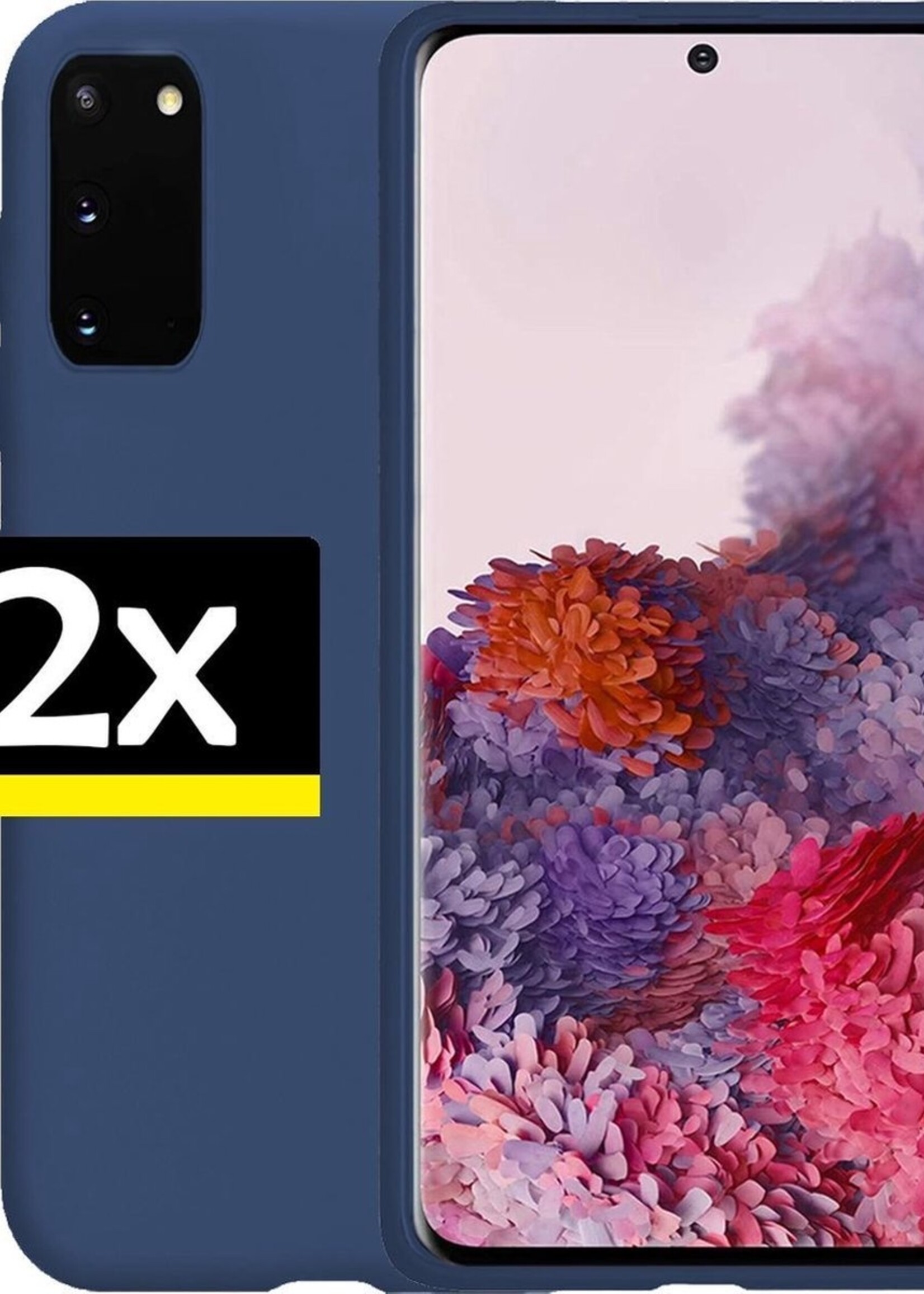 LUQ Hoesje Geschikt voor Samsung S20 Hoesje Siliconen Case - Hoes Geschikt voor Samsung Galaxy S20 Hoes Siliconen - Donkerblauw - 2 Stuks