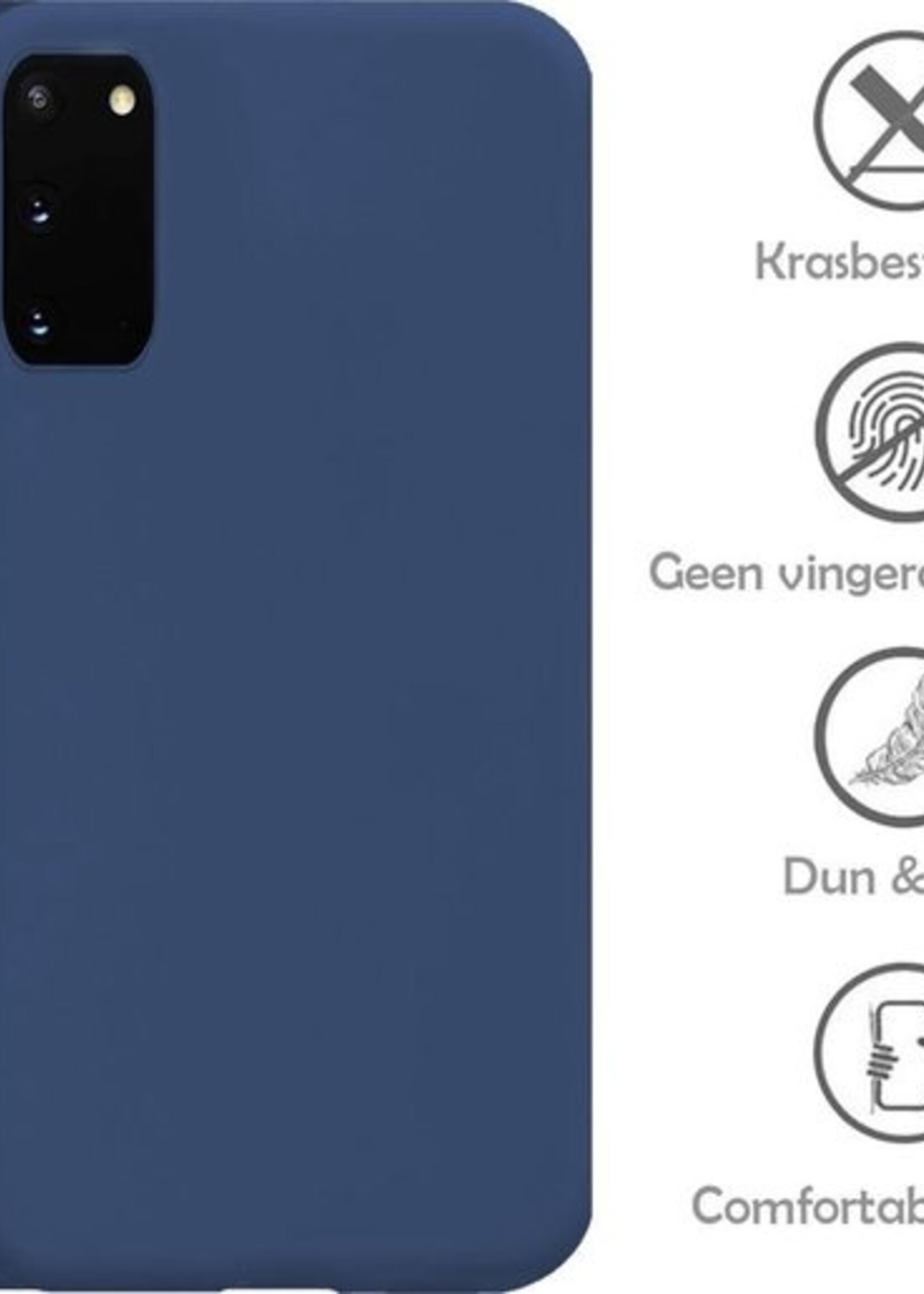 LUQ Hoesje Geschikt voor Samsung S20 Hoesje Siliconen Case - Hoes Geschikt voor Samsung Galaxy S20 Hoes Siliconen - Donkerblauw - 2 Stuks