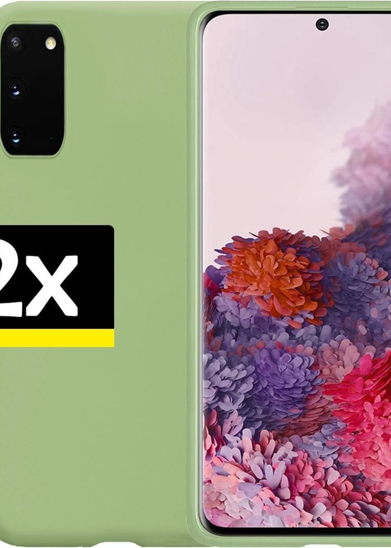 LUQ Hoesje Geschikt voor Samsung S20 Hoesje Siliconen Case - Hoes Geschikt voor Samsung Galaxy S20 Hoes Siliconen - Groen - 2 Stuks