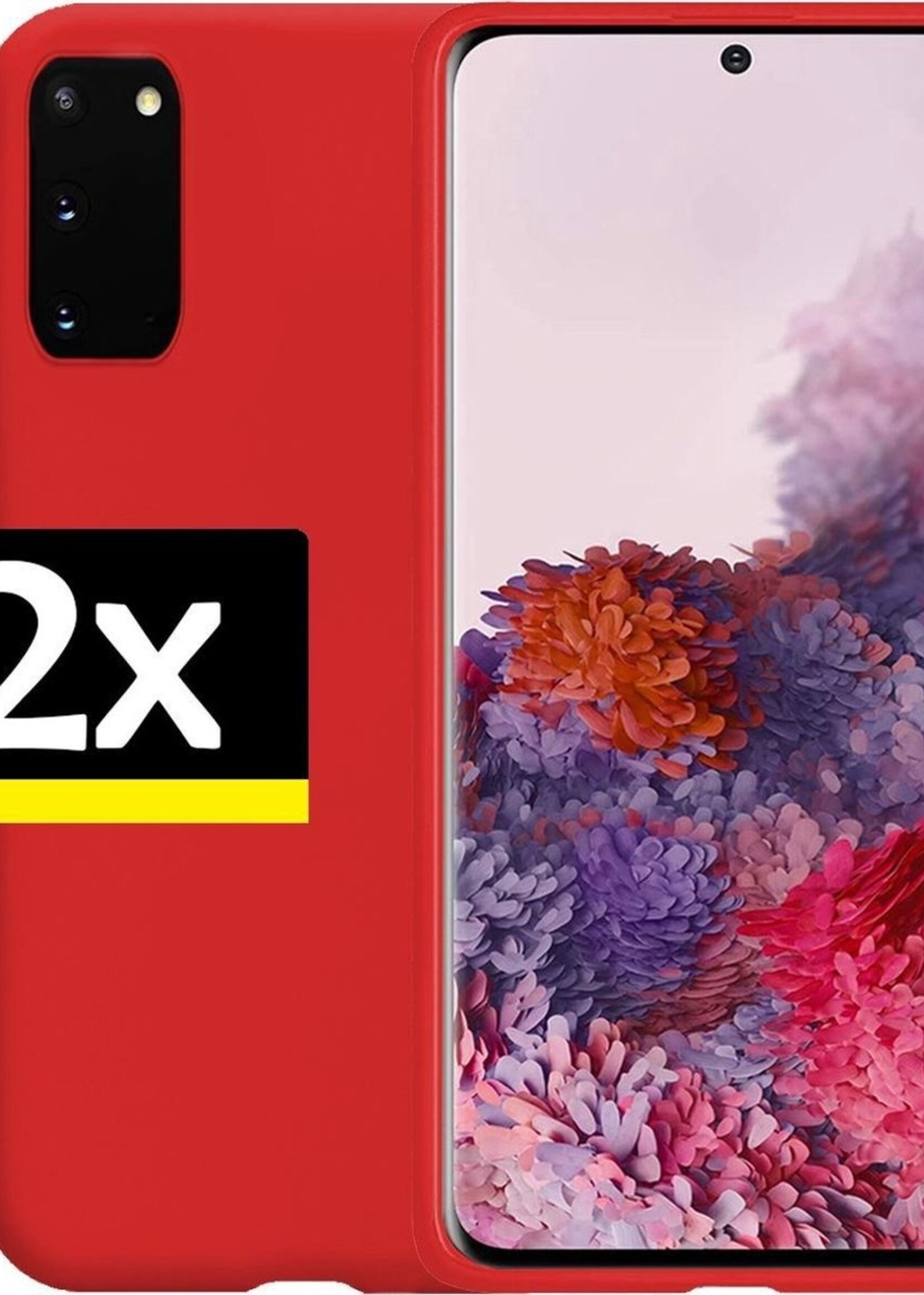 LUQ Hoesje Geschikt voor Samsung S20 Hoesje Siliconen Case - Hoes Geschikt voor Samsung Galaxy S20 Hoes Siliconen - Rood - 2 Stuks