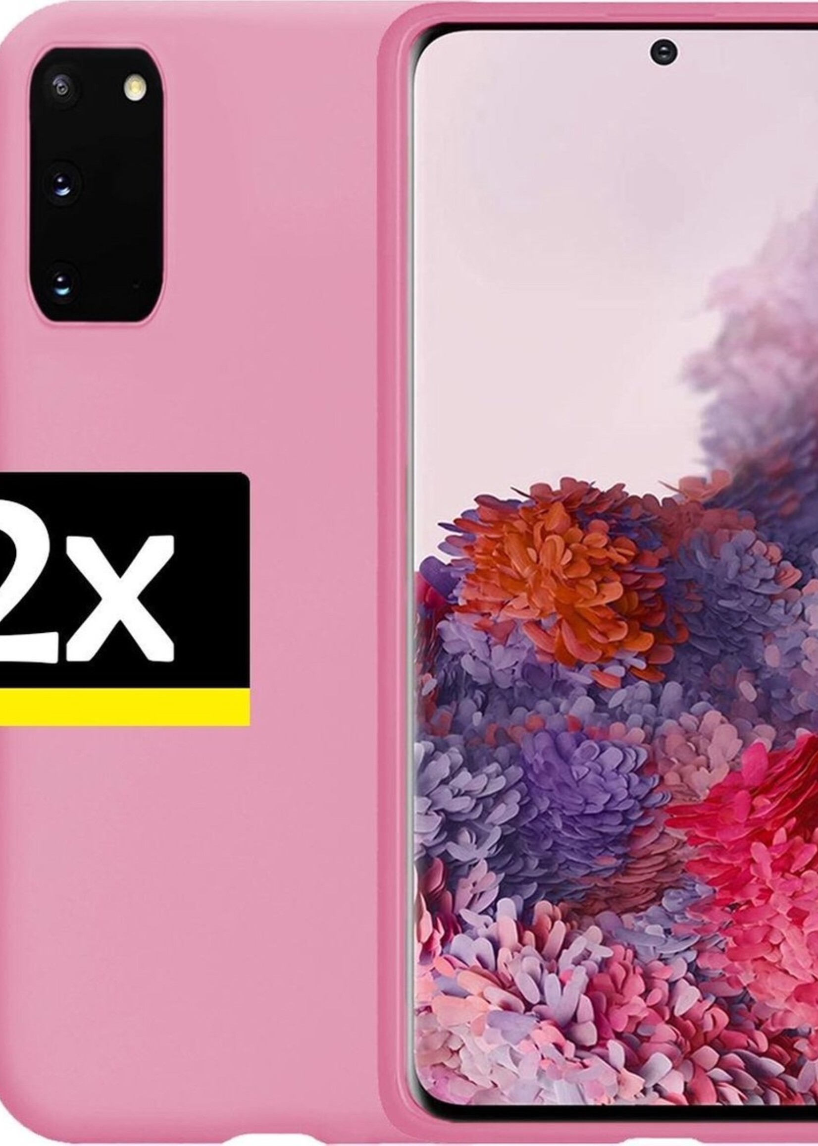 LUQ Hoesje Geschikt voor Samsung S20 Hoesje Siliconen Case - Hoes Geschikt voor Samsung Galaxy S20 Hoes Siliconen - Roze - 2 Stuks