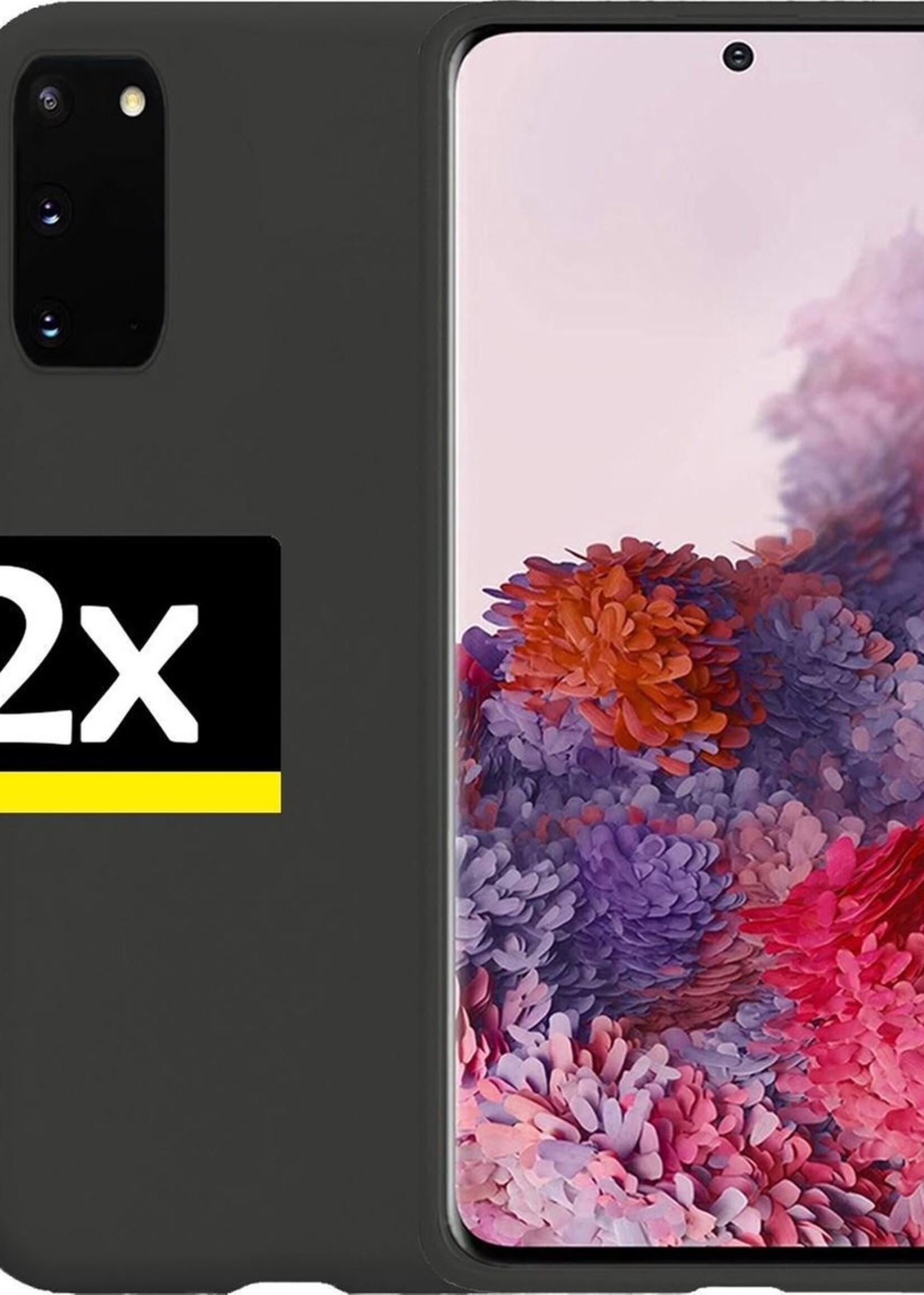 LUQ Hoesje Geschikt voor Samsung S20 Hoesje Siliconen Case - Hoes Geschikt voor Samsung Galaxy S20 Hoes Siliconen - Zwart - 2 Stuks