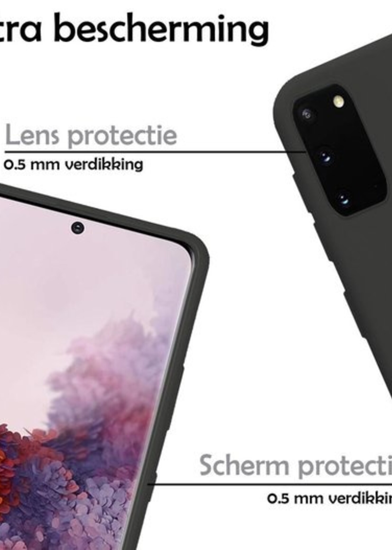 LUQ Hoesje Geschikt voor Samsung S20 Hoesje Siliconen Case - Hoes Geschikt voor Samsung Galaxy S20 Hoes Siliconen - Zwart - 2 Stuks