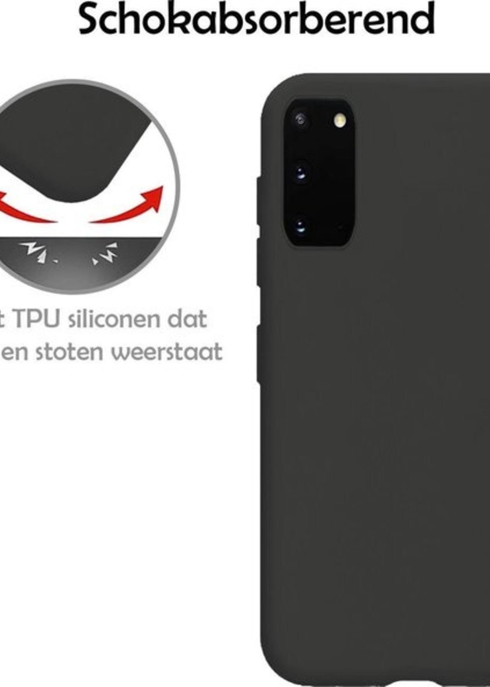 LUQ Hoesje Geschikt voor Samsung S20 Hoesje Siliconen Case - Hoes Geschikt voor Samsung Galaxy S20 Hoes Siliconen - Zwart - 2 Stuks