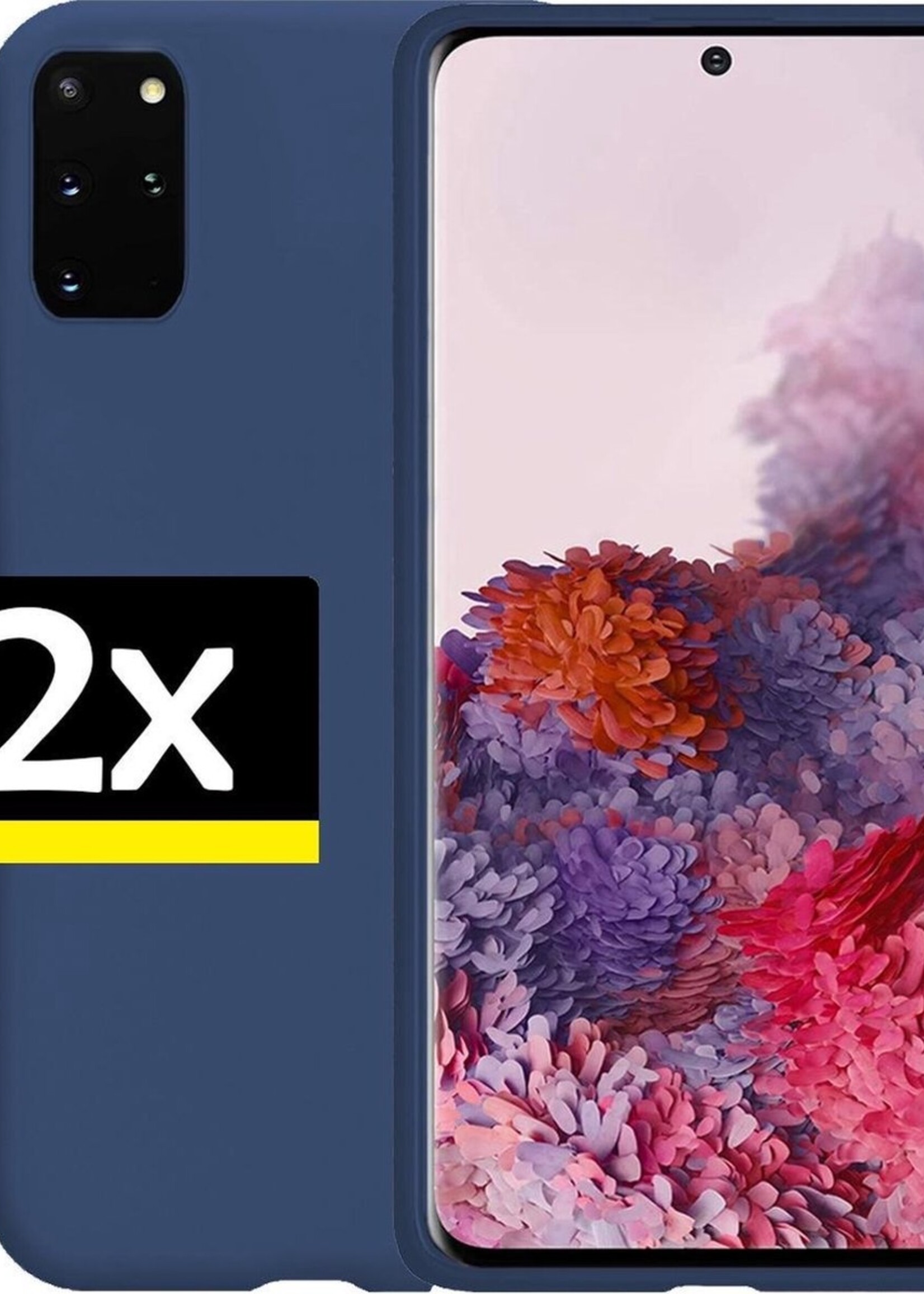 LUQ Hoesje Geschikt voor Samsung S20 Plus Hoesje Siliconen Case - Hoes Geschikt voor Samsung Galaxy S20 Plus Hoes Siliconen - Donkerblauw - 2 Stuks