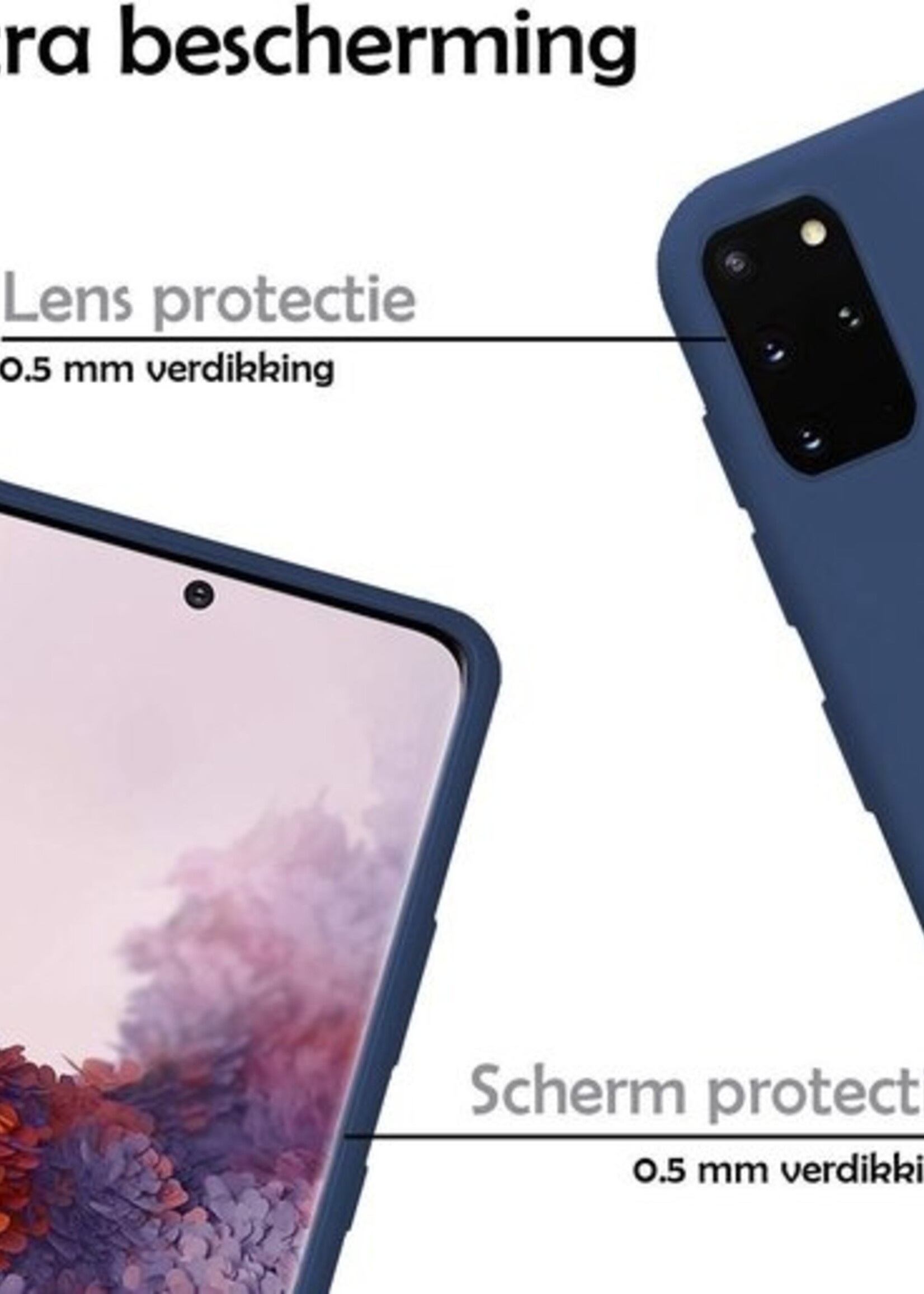 LUQ Hoesje Geschikt voor Samsung S20 Plus Hoesje Siliconen Case - Hoes Geschikt voor Samsung Galaxy S20 Plus Hoes Siliconen - Donkerblauw - 2 Stuks