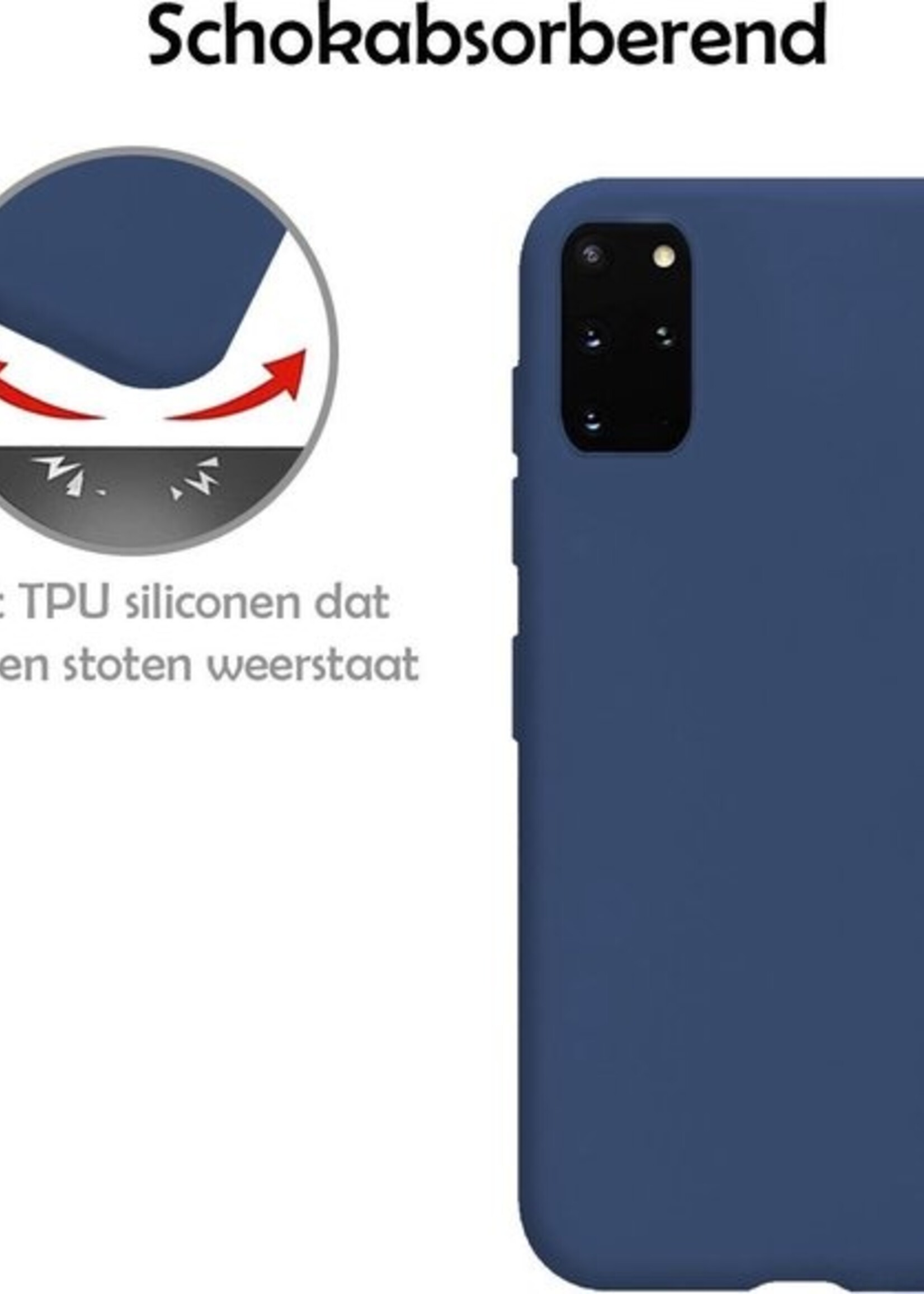 LUQ Hoesje Geschikt voor Samsung S20 Plus Hoesje Siliconen Case - Hoes Geschikt voor Samsung Galaxy S20 Plus Hoes Siliconen - Donkerblauw - 2 Stuks