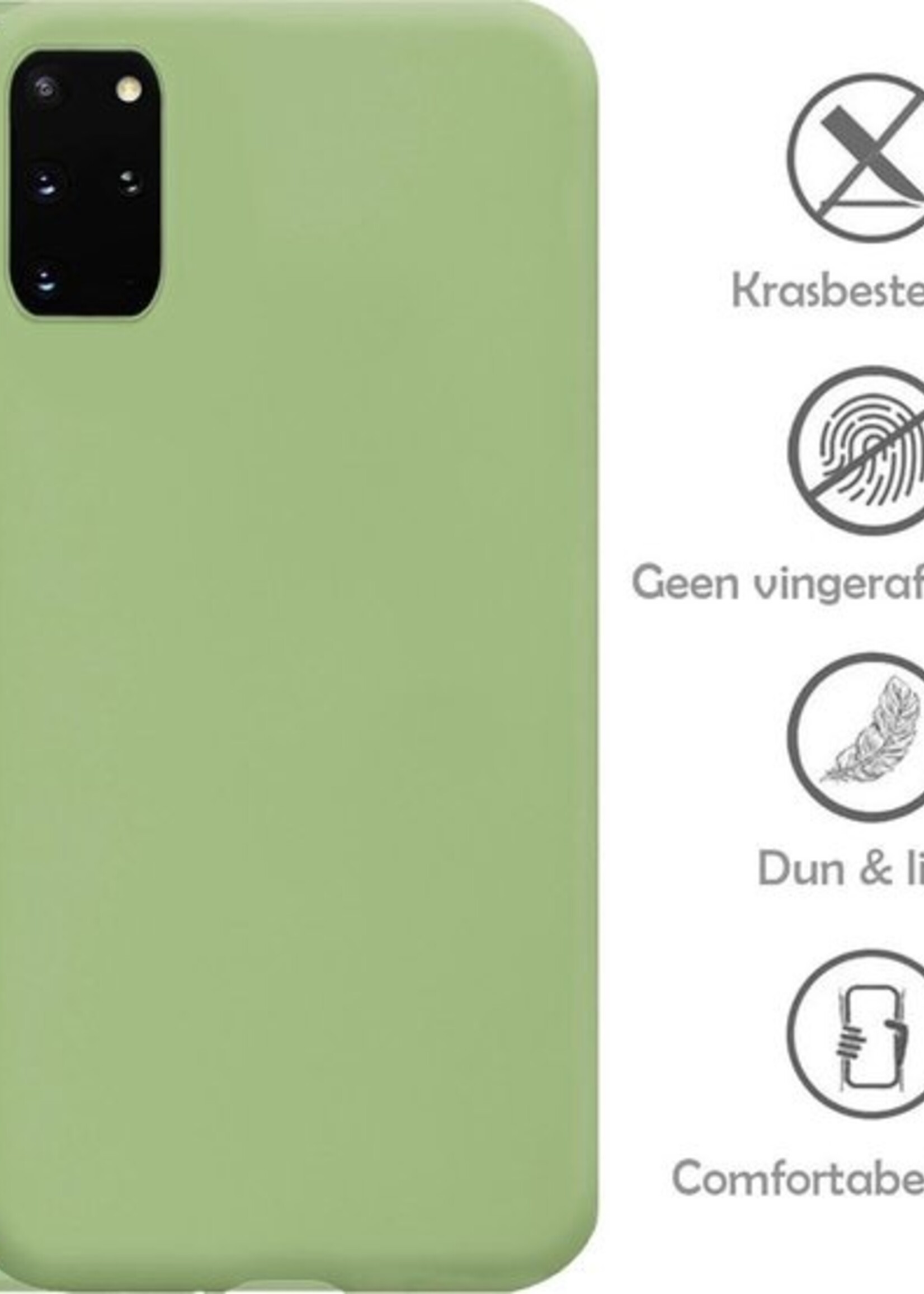 LUQ Hoesje Geschikt voor Samsung S20 Plus Hoesje Siliconen Case - Hoes Geschikt voor Samsung Galaxy S20 Plus Hoes Siliconen - Groen - 2 Stuks