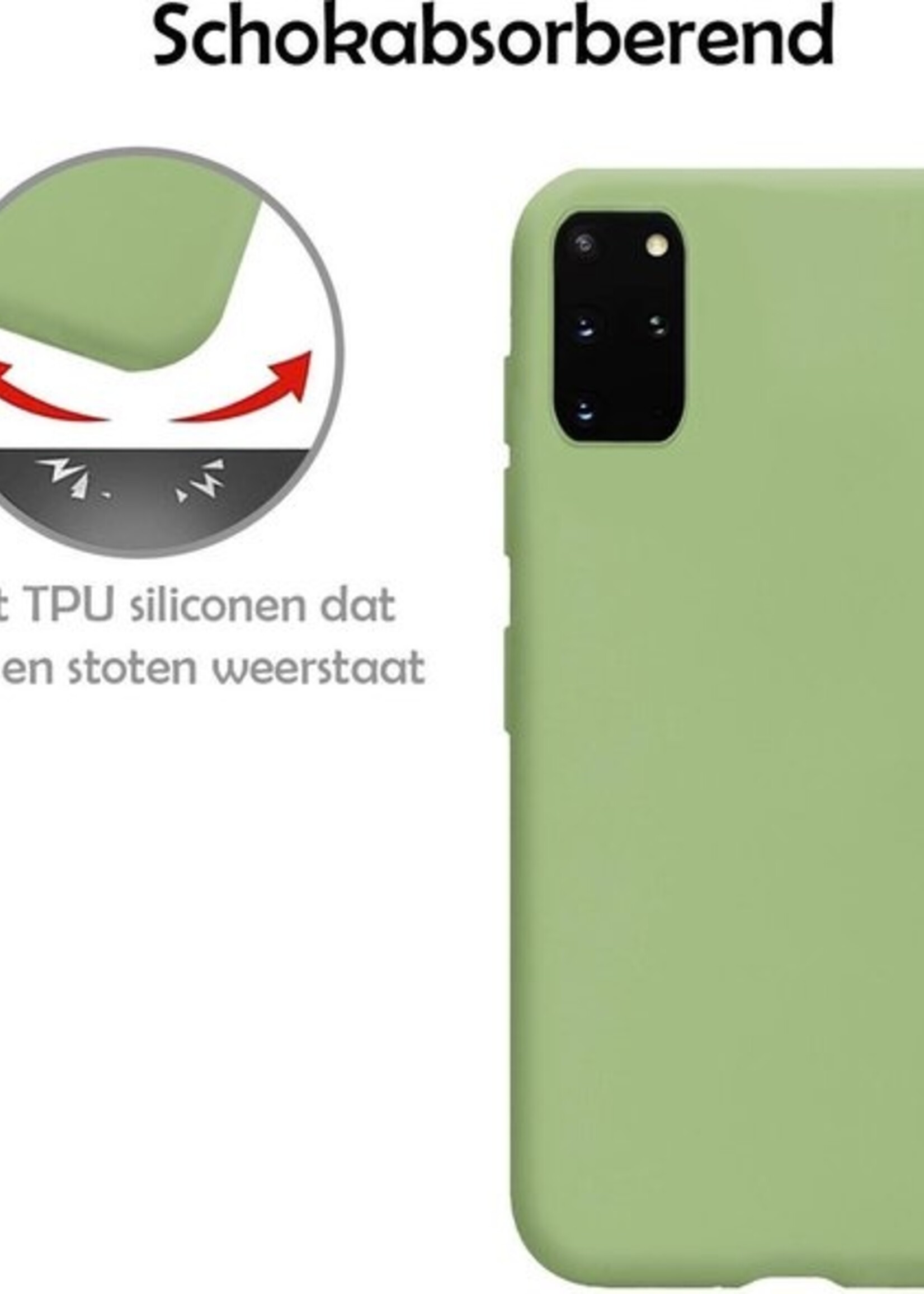 LUQ Hoesje Geschikt voor Samsung S20 Plus Hoesje Siliconen Case - Hoes Geschikt voor Samsung Galaxy S20 Plus Hoes Siliconen - Groen - 2 Stuks